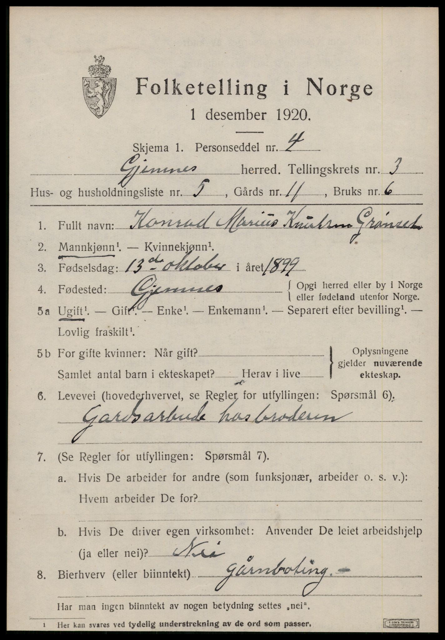 SAT, Folketelling 1920 for 1557 Gjemnes herred, 1920, s. 1248