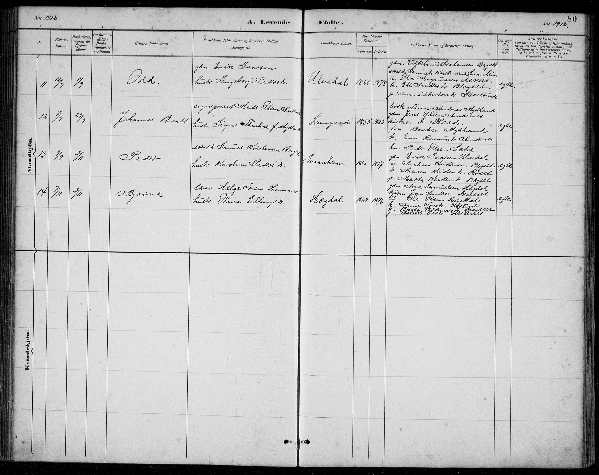 Innvik sokneprestembete, AV/SAB-A-80501: Klokkerbok nr. A 3, 1886-1912, s. 80