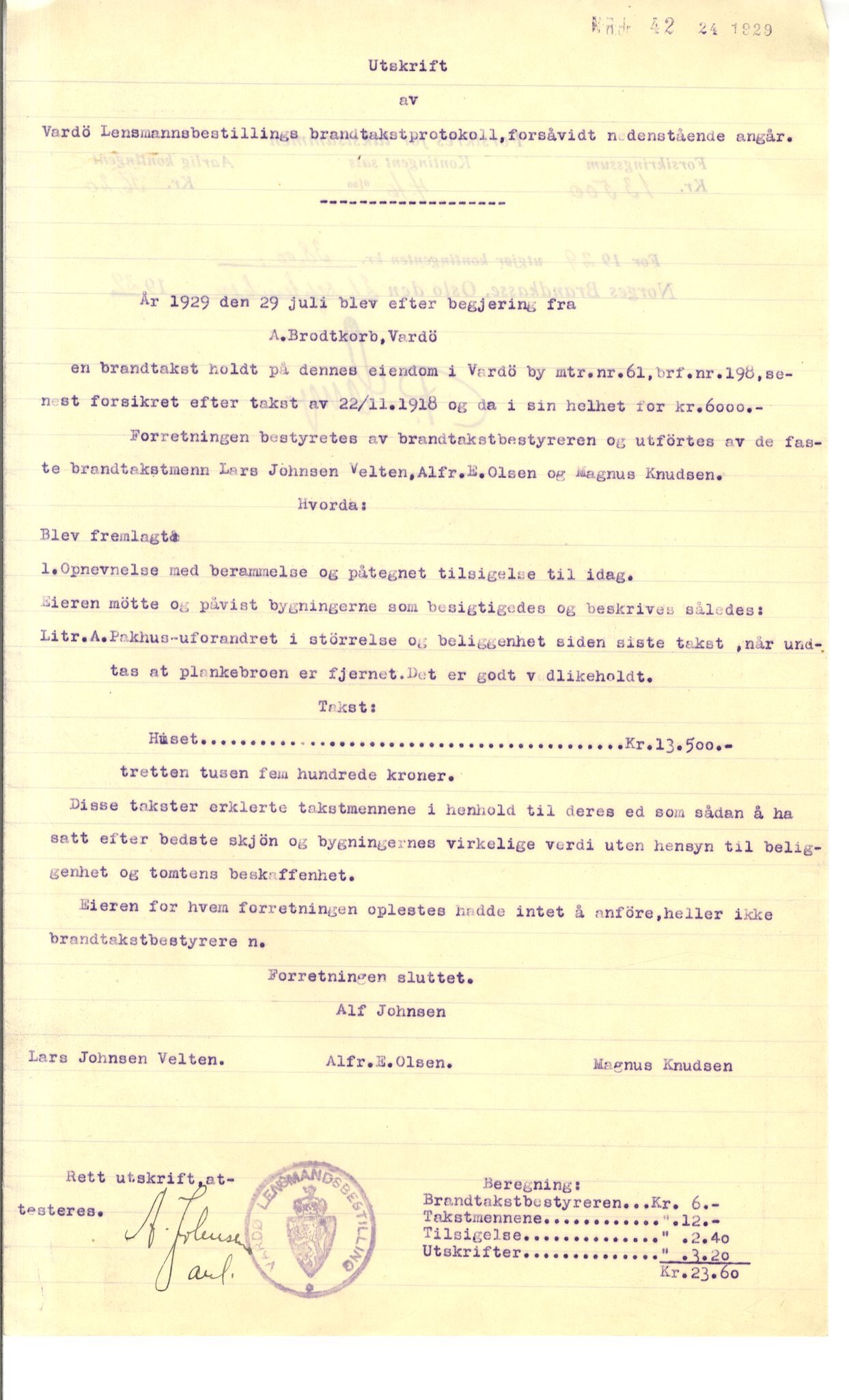 Brodtkorb handel A/S, VAMU/A-0001/Q/Qb/L0001: Skjøter og grunnbrev i Vardø by, 1822-1943, s. 412