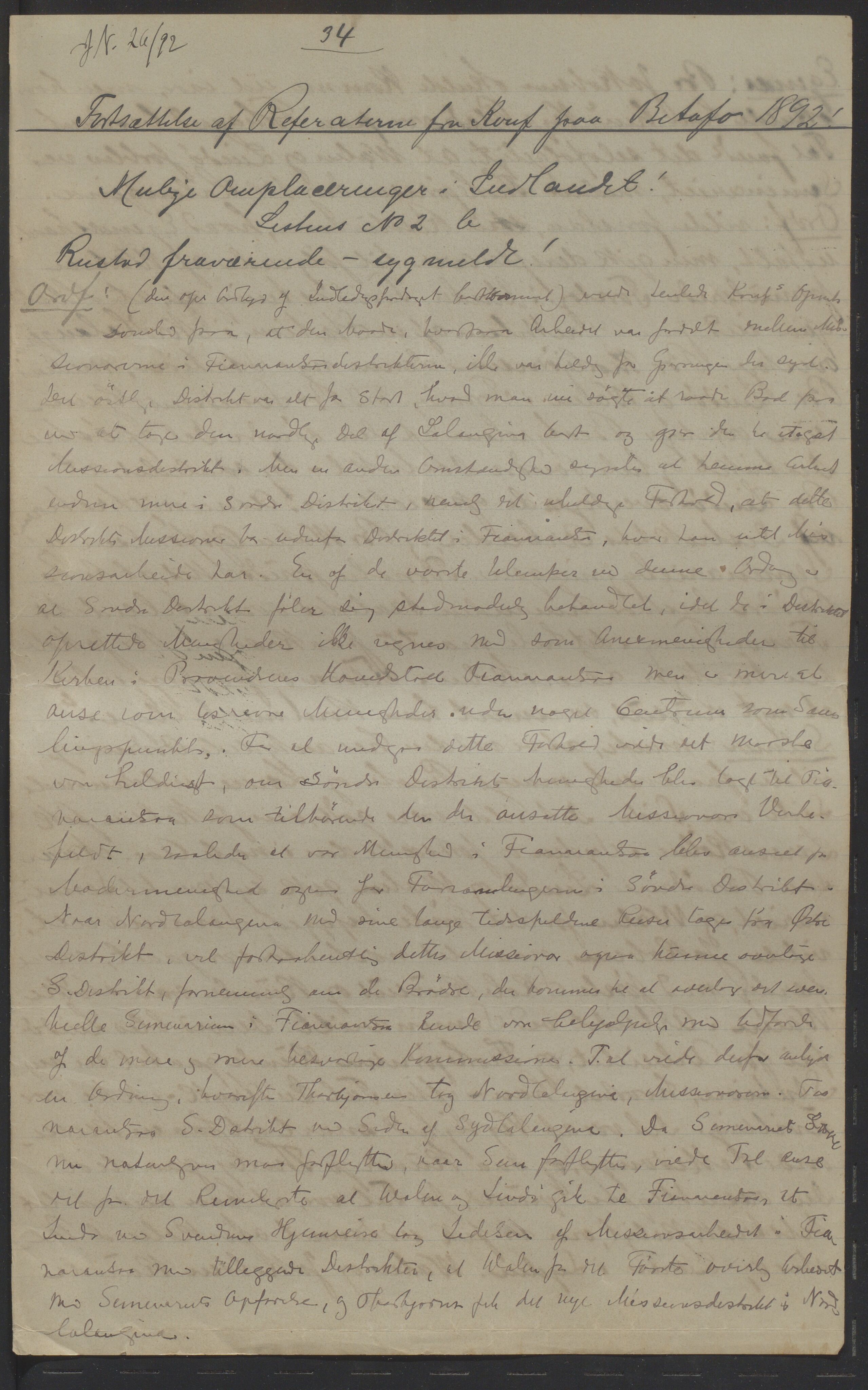 Det Norske Misjonsselskap - hovedadministrasjonen, VID/MA-A-1045/D/Da/Daa/L0038/0011: Konferansereferat og årsberetninger / Konferansereferat fra Madagaskar Innland., 1892