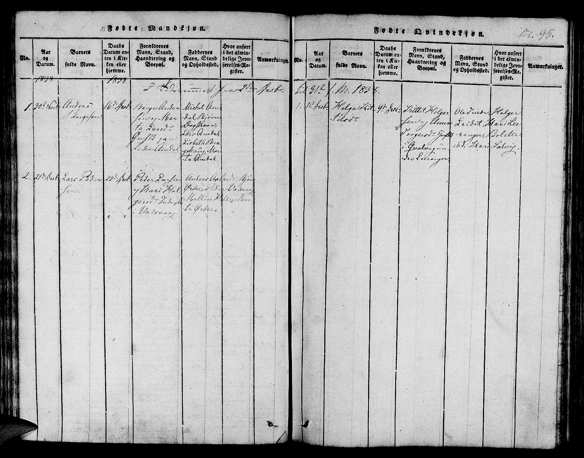 Nedstrand sokneprestkontor, SAST/A-101841/01/IV: Ministerialbok nr. A 6, 1816-1838, s. 95