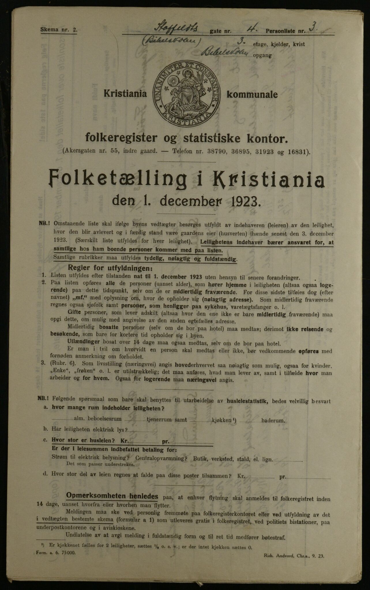 OBA, Kommunal folketelling 1.12.1923 for Kristiania, 1923, s. 111152