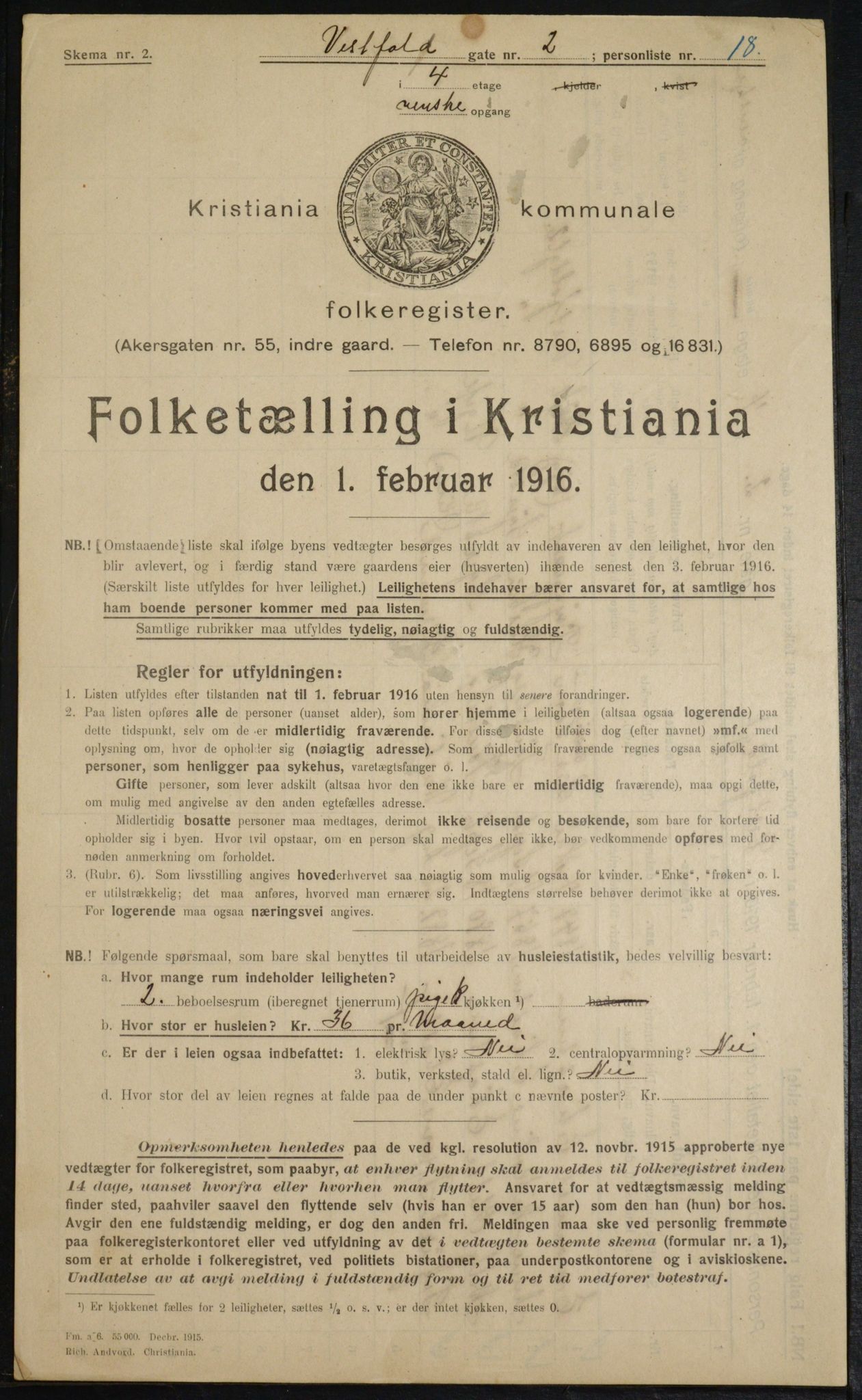 OBA, Kommunal folketelling 1.2.1916 for Kristiania, 1916, s. 126157