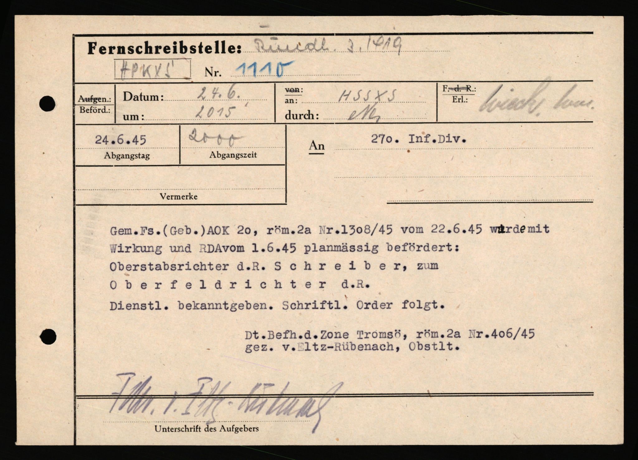 Forsvarets Overkommando. 2 kontor. Arkiv 11.4. Spredte tyske arkivsaker, AV/RA-RAFA-7031/D/Dar/Dara/L0019: Personalbøker og diverse, 1940-1945, s. 144