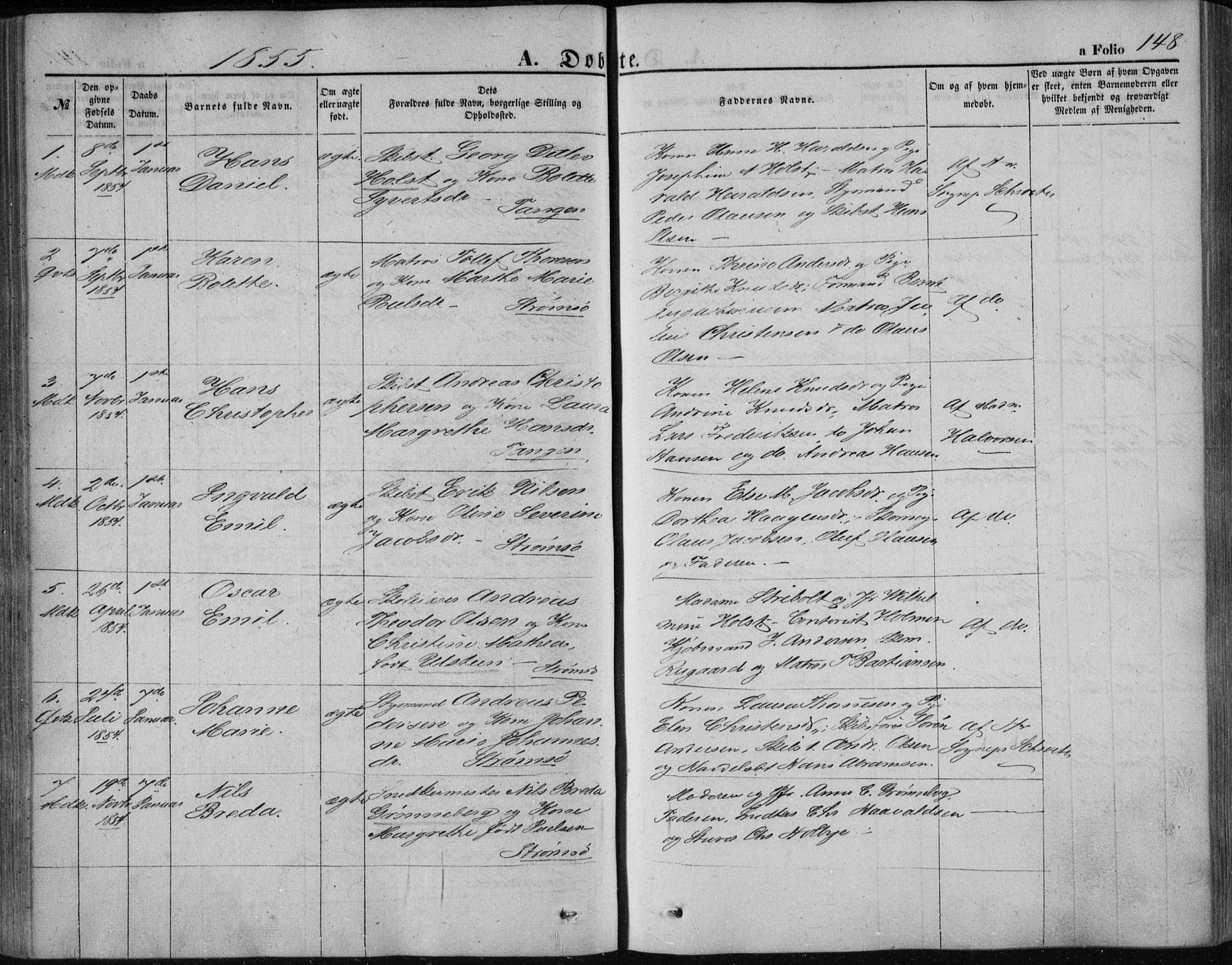 Strømsø kirkebøker, AV/SAKO-A-246/F/Fa/L0014: Ministerialbok nr. I 14, 1848-1858, s. 148