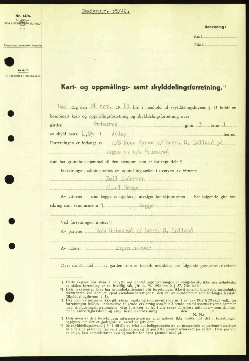Moss sorenskriveri, SAO/A-10168: Pantebok nr. A9, 1941-1942, Dagboknr: 35/1942