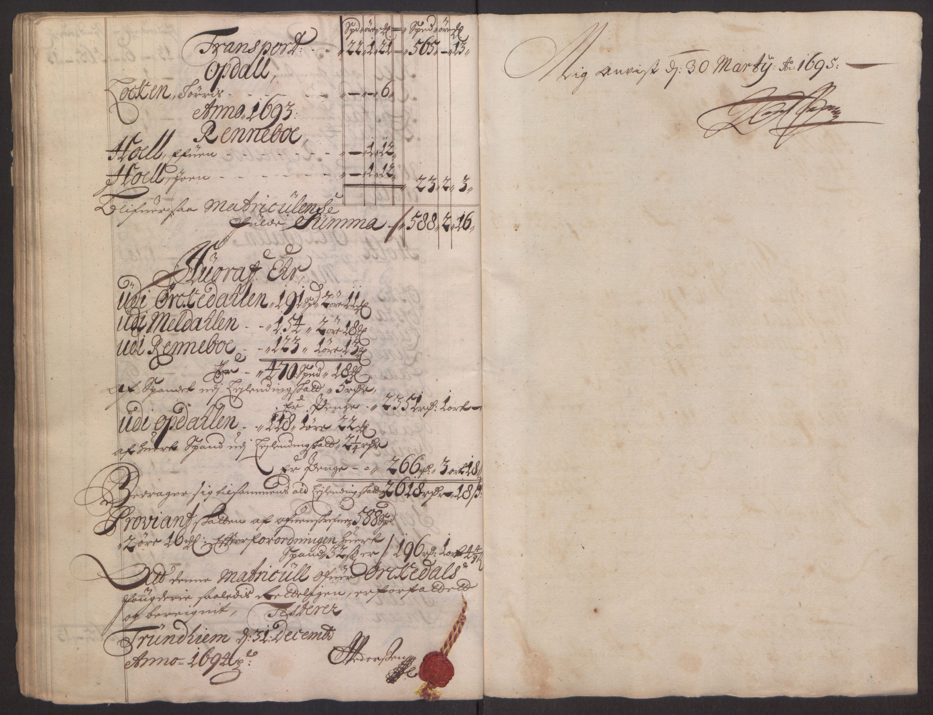 Rentekammeret inntil 1814, Reviderte regnskaper, Fogderegnskap, RA/EA-4092/R60/L3944: Fogderegnskap Orkdal og Gauldal, 1694, s. 59