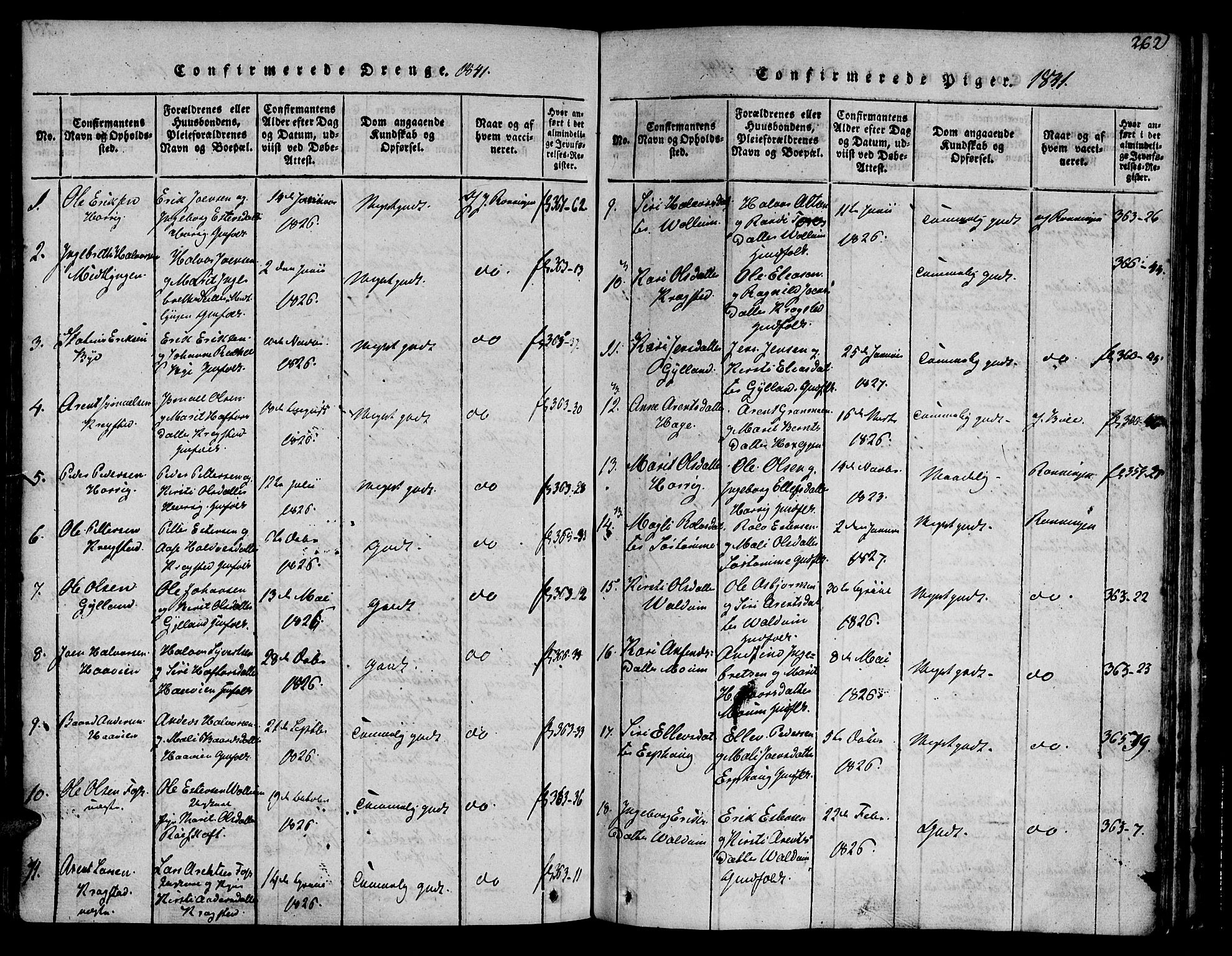 Ministerialprotokoller, klokkerbøker og fødselsregistre - Sør-Trøndelag, AV/SAT-A-1456/692/L1102: Ministerialbok nr. 692A02, 1816-1842, s. 262