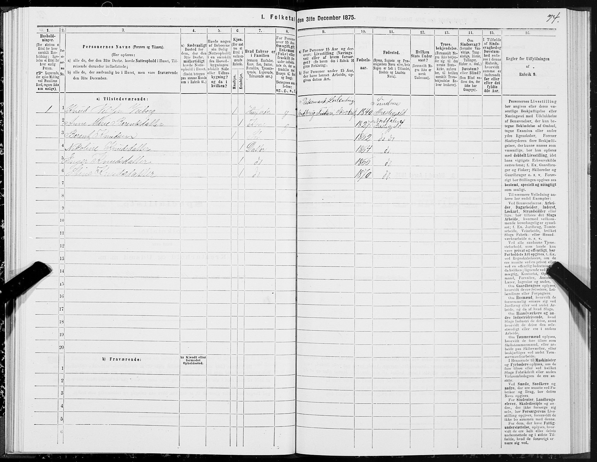 SAT, Folketelling 1875 for 1524P Norddal prestegjeld, 1875, s. 1074