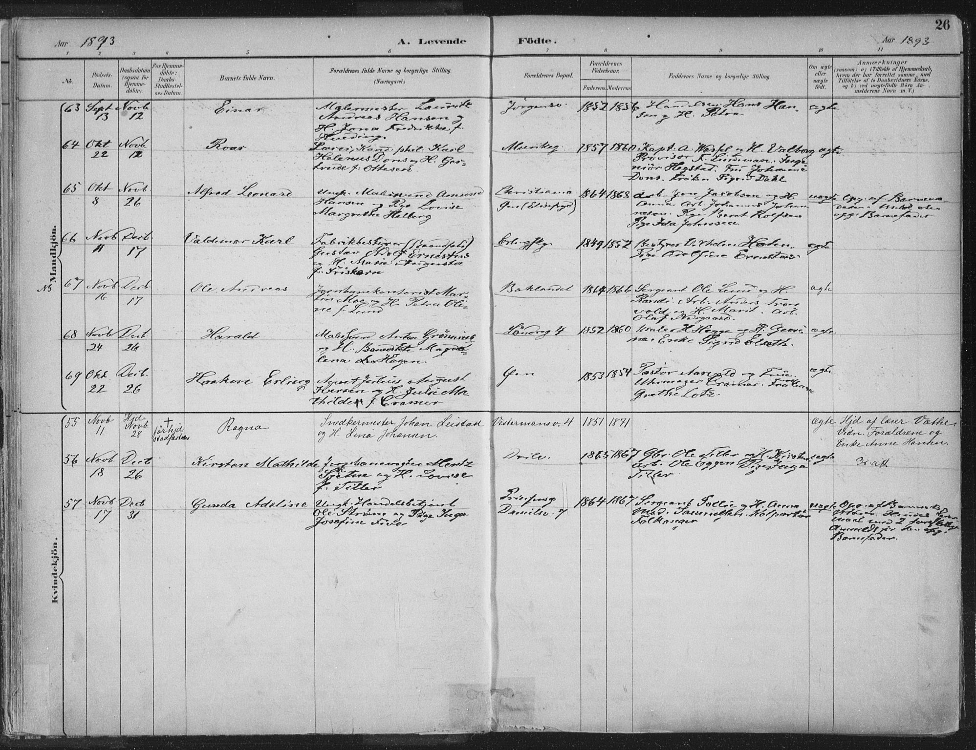 Ministerialprotokoller, klokkerbøker og fødselsregistre - Sør-Trøndelag, SAT/A-1456/601/L0062: Ministerialbok nr. 601A30, 1891-1911, s. 26