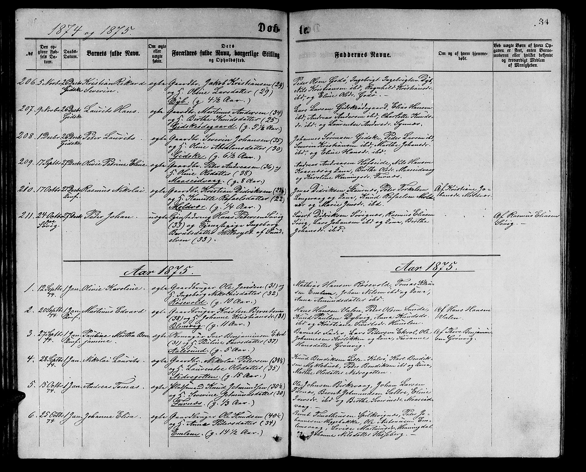 Ministerialprotokoller, klokkerbøker og fødselsregistre - Møre og Romsdal, AV/SAT-A-1454/528/L0429: Klokkerbok nr. 528C10, 1872-1886, s. 34