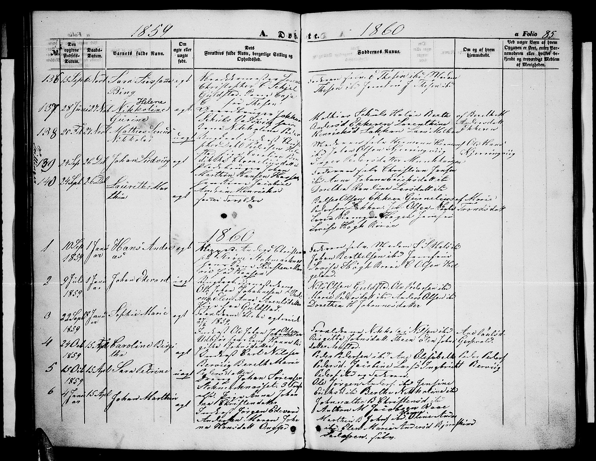Ministerialprotokoller, klokkerbøker og fødselsregistre - Nordland, AV/SAT-A-1459/888/L1265: Klokkerbok nr. 888C03, 1850-1863, s. 85