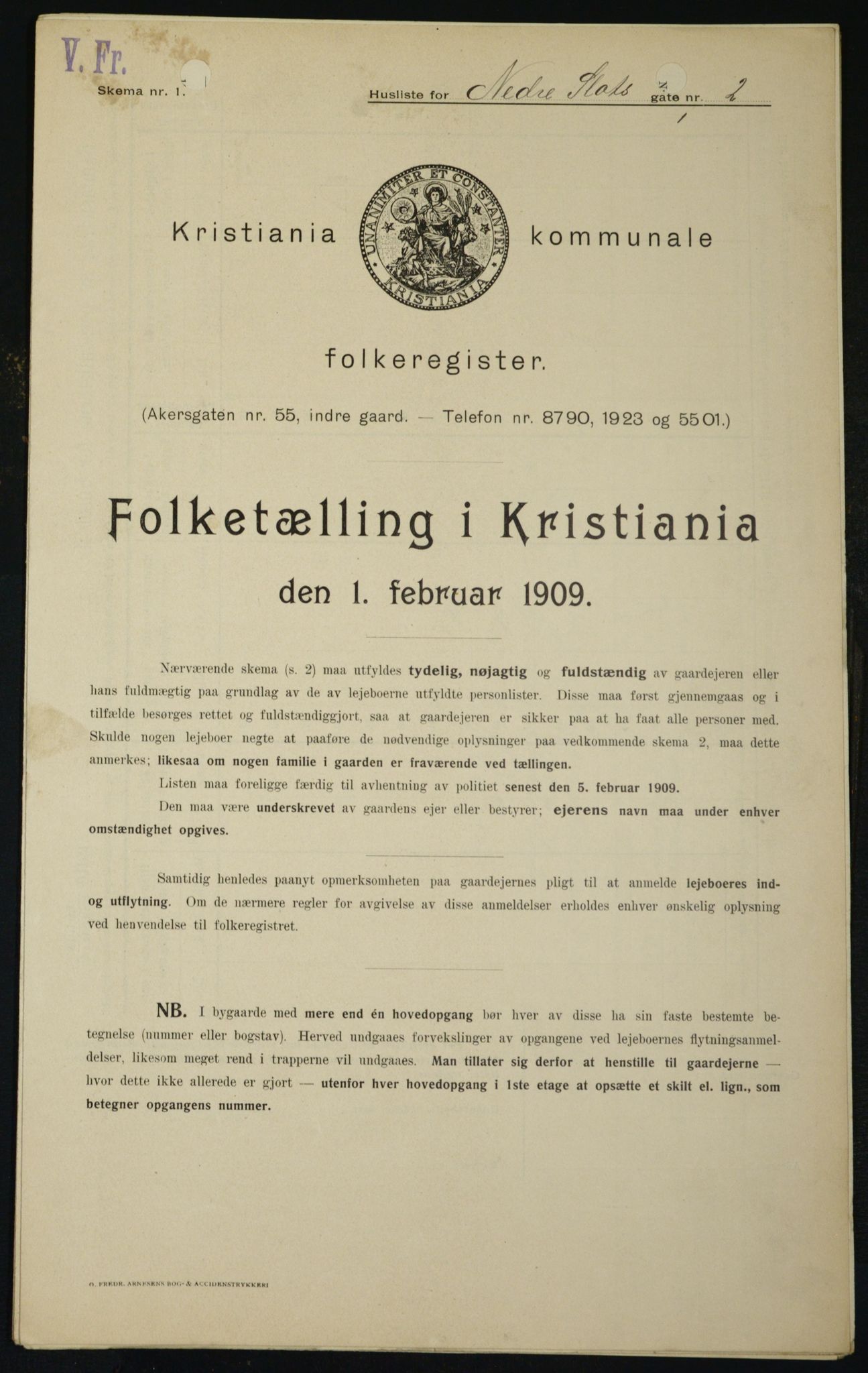 OBA, Kommunal folketelling 1.2.1909 for Kristiania kjøpstad, 1909, s. 62942