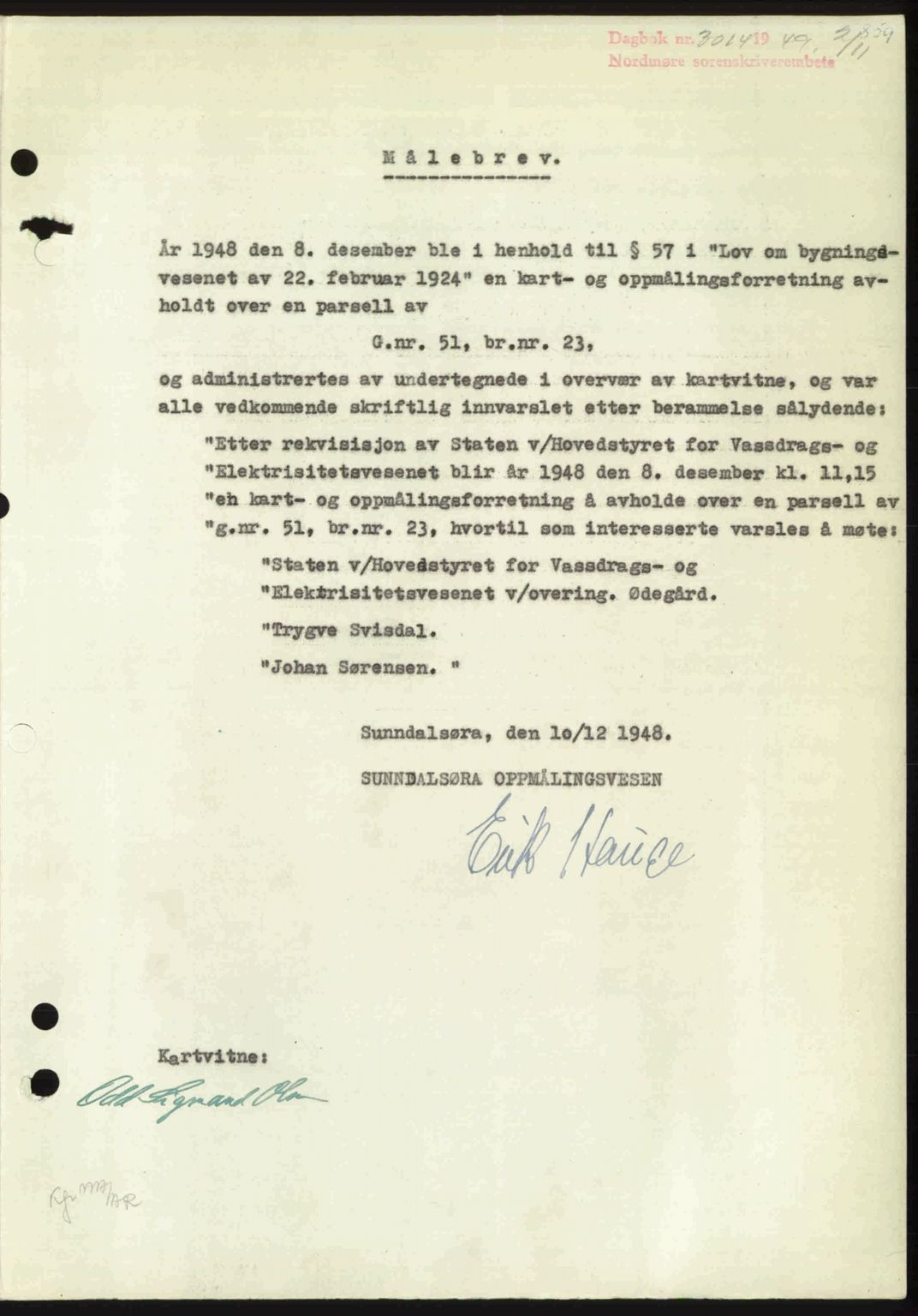 Nordmøre sorenskriveri, SAT/A-4132/1/2/2Ca: Pantebok nr. A112, 1949-1949, Dagboknr: 3014/1949