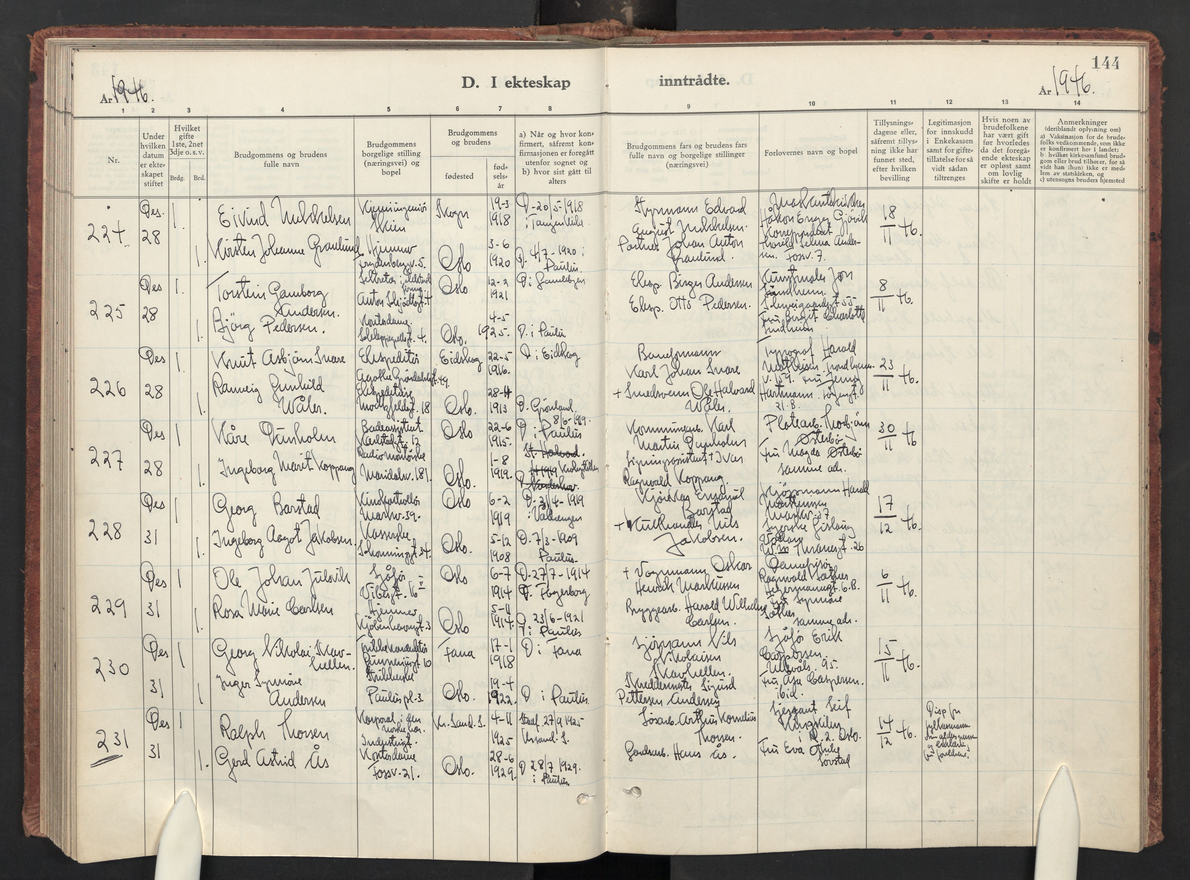 Paulus prestekontor Kirkebøker, AV/SAO-A-10871/F/Fa/L0031: Ministerialbok nr. 31, 1938-1948, s. 144