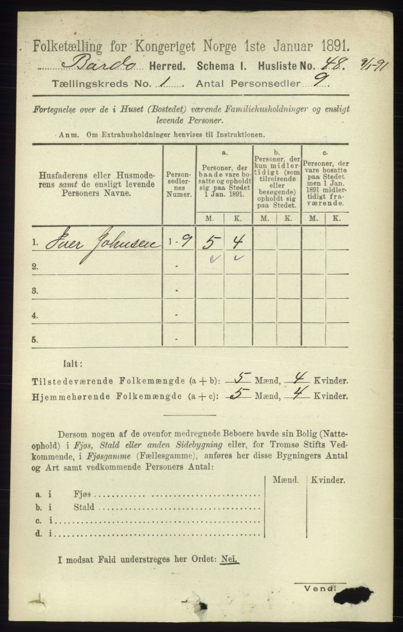 RA, Folketelling 1891 for 1922 Bardu herred, 1891, s. 56