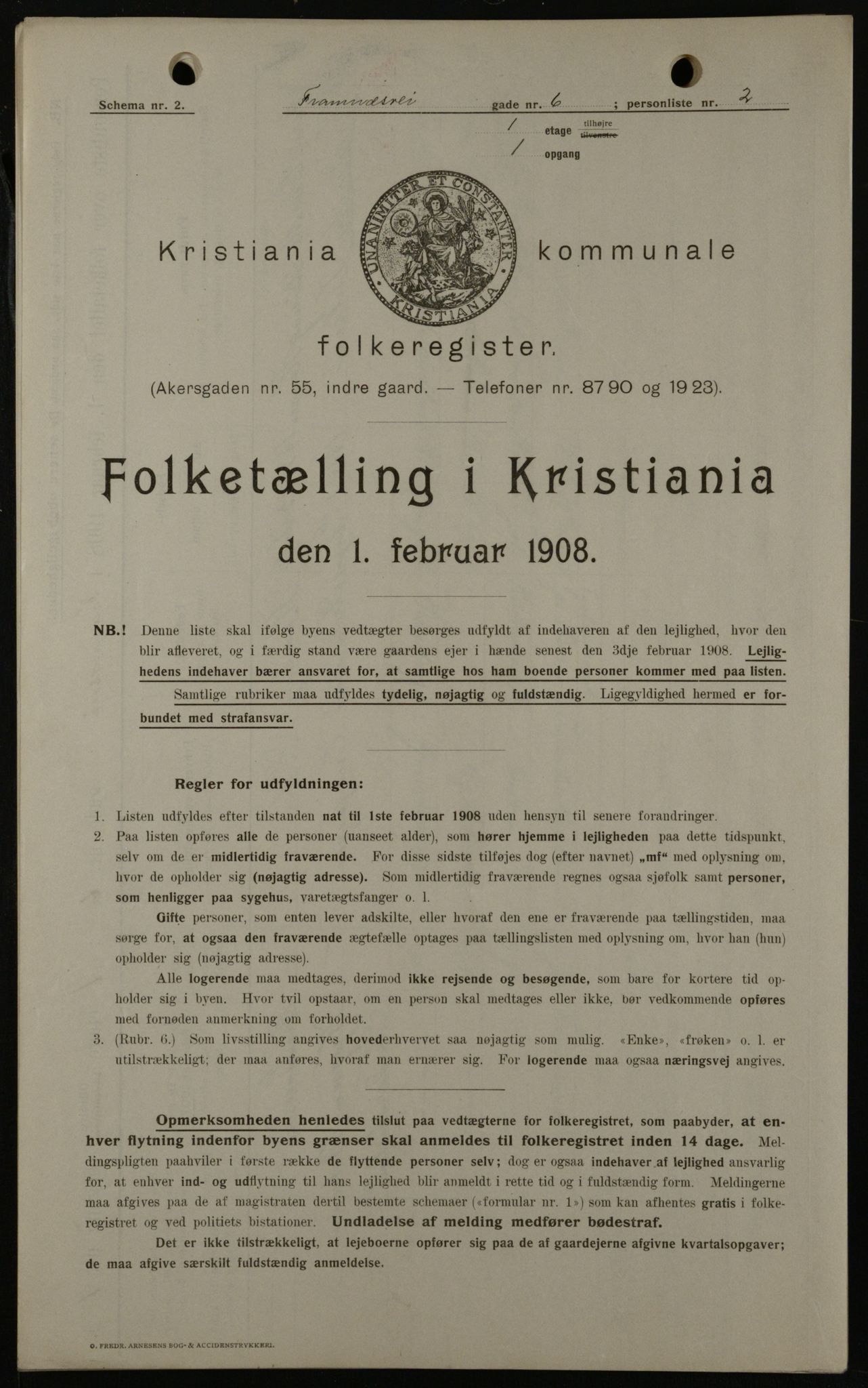 OBA, Kommunal folketelling 1.2.1908 for Kristiania kjøpstad, 1908, s. 22993