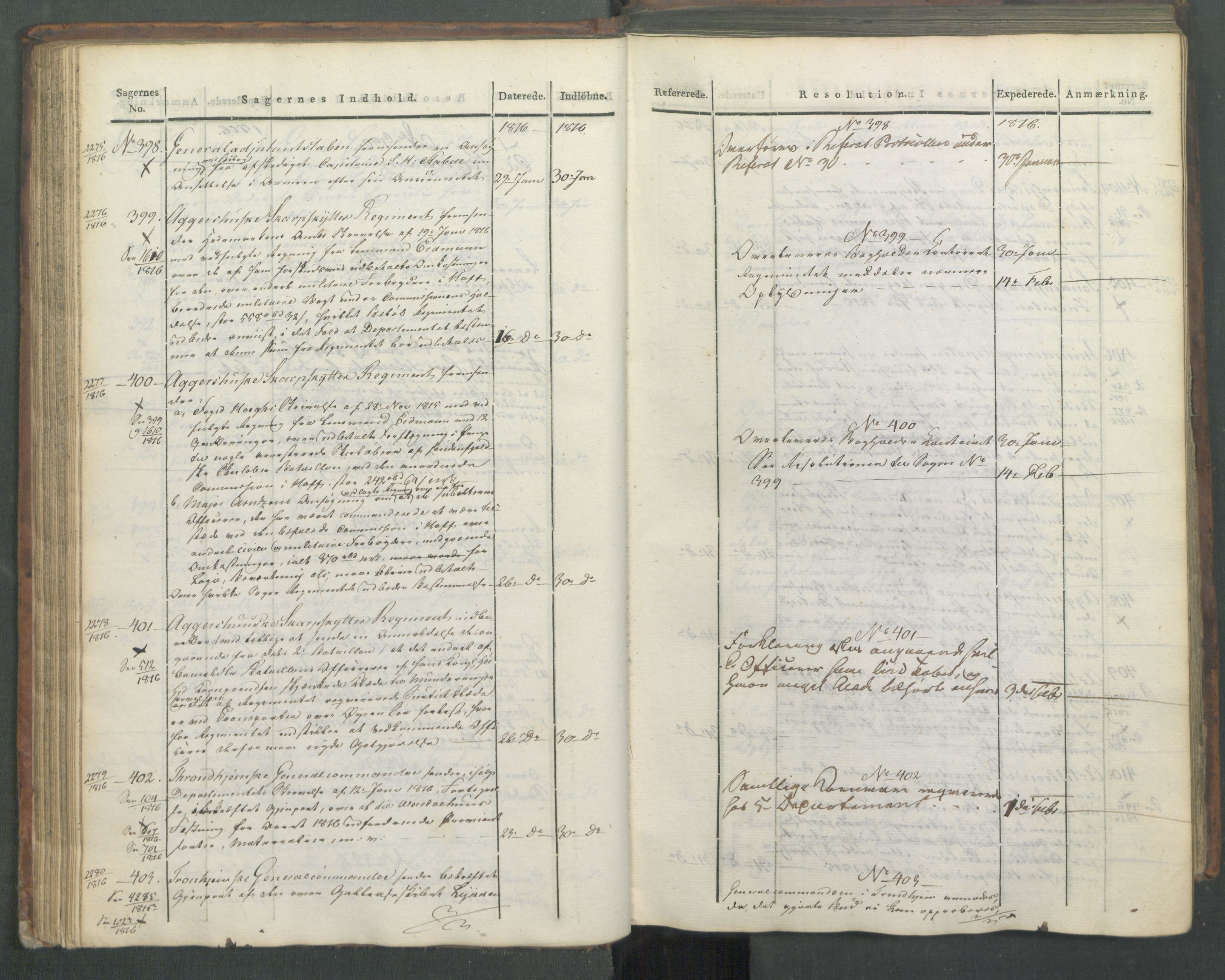 Armédepartementet, AV/RA-RAFA-3493/C/Ca/L0008: 6. Departements Journal, 1816