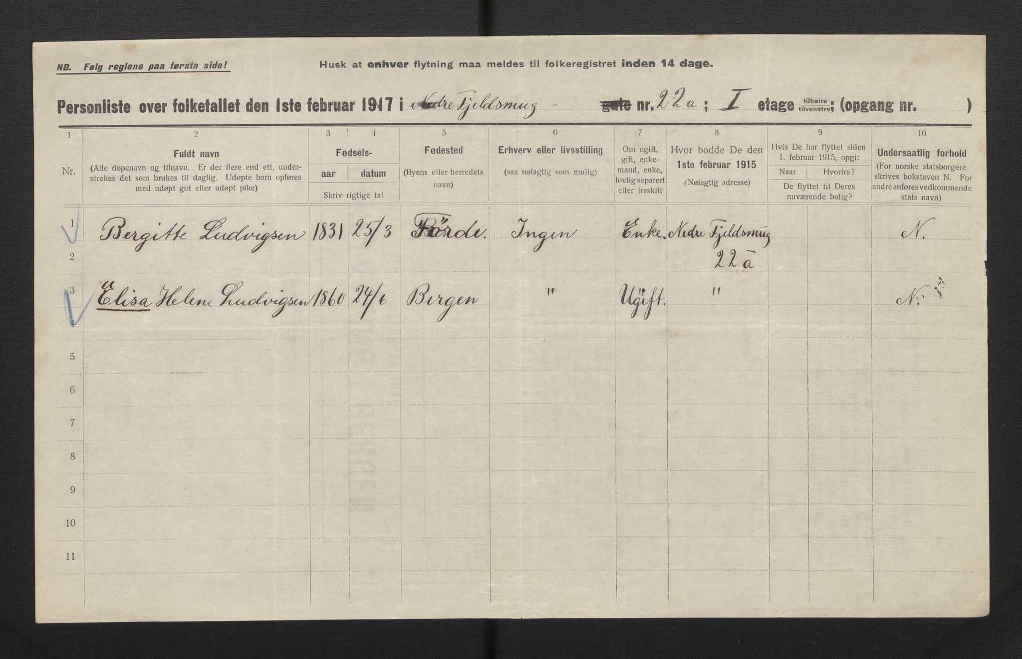 SAB, Kommunal folketelling 1917 for Bergen kjøpstad, 1917, s. 7441
