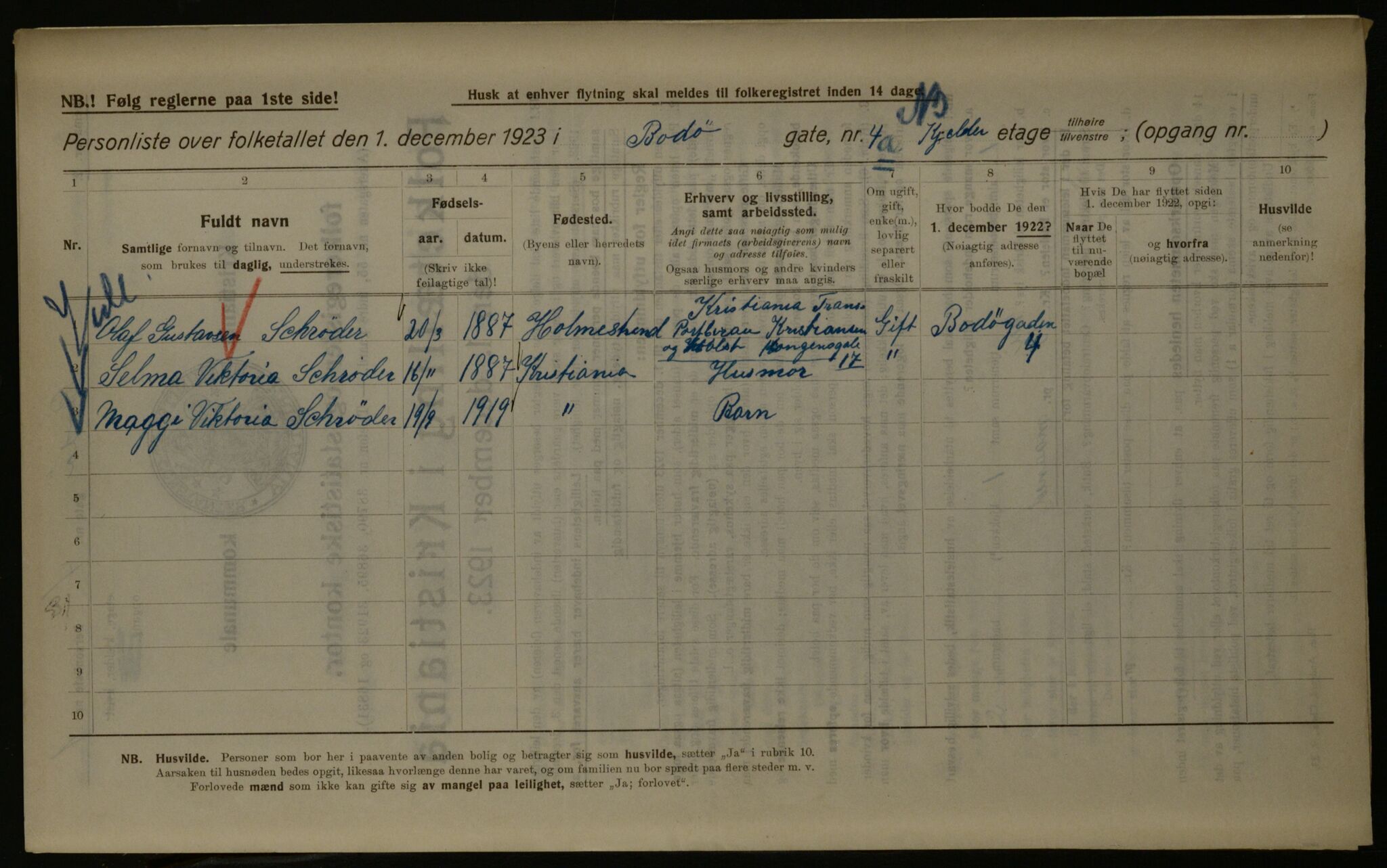 OBA, Kommunal folketelling 1.12.1923 for Kristiania, 1923, s. 7757