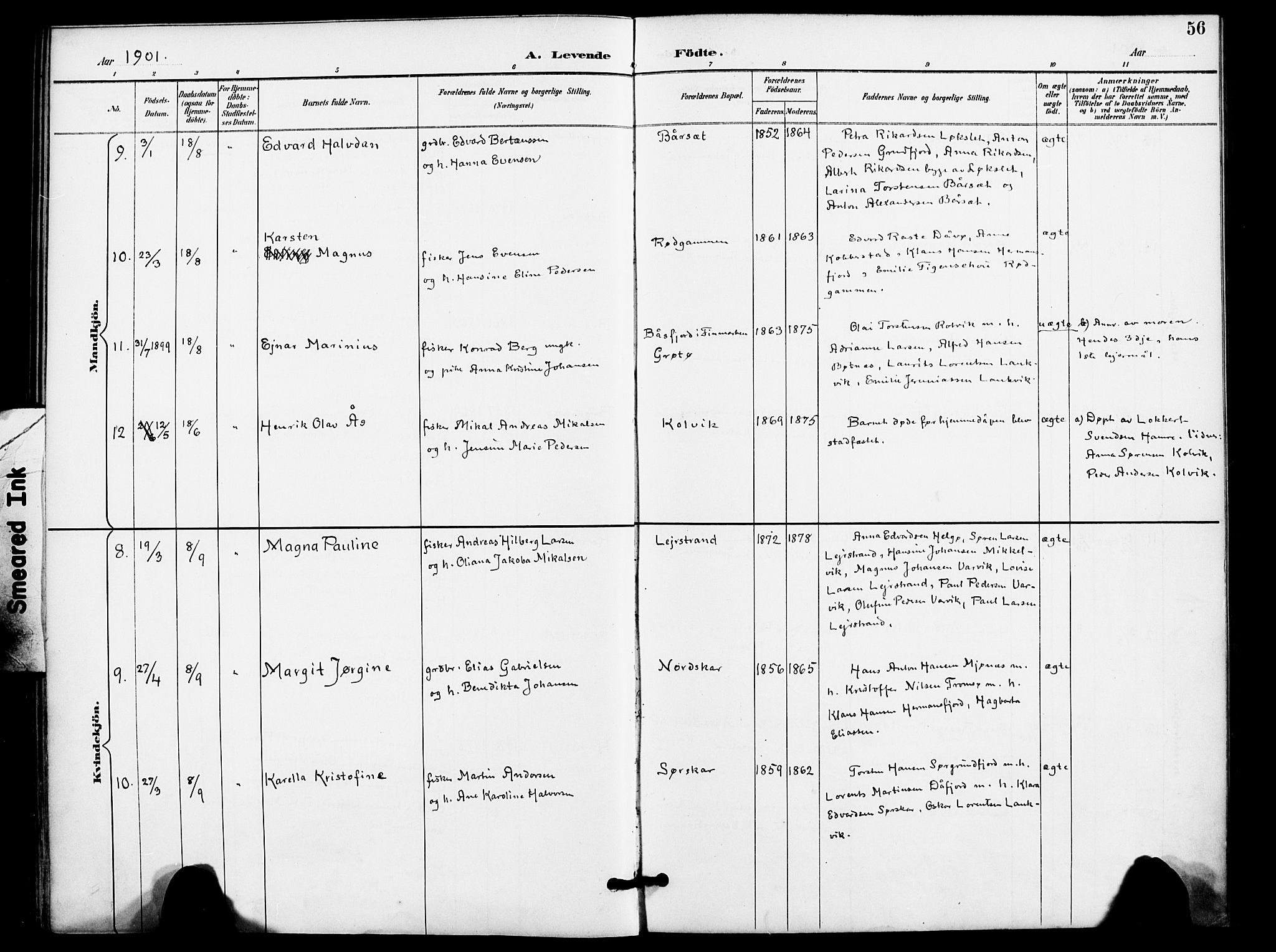 Karlsøy sokneprestembete, AV/SATØ-S-1299/H/Ha/Haa/L0012kirke: Ministerialbok nr. 12, 1892-1902, s. 56