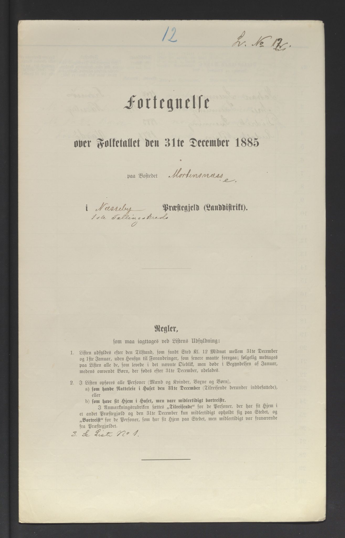 SATØ, Folketelling 1885 for 2027 Nesseby herred, 1885, s. 12a