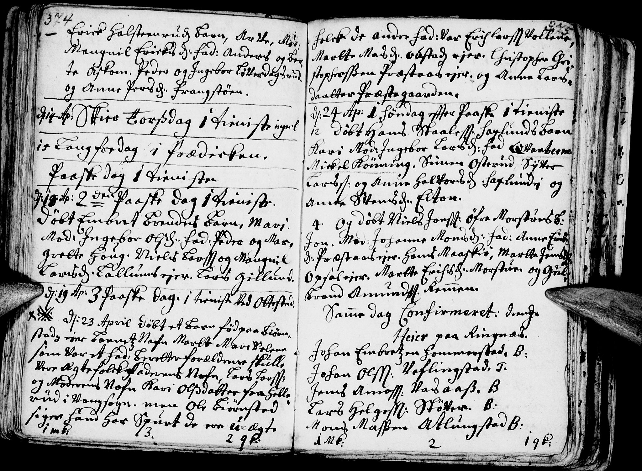 Stange prestekontor, AV/SAH-PREST-002/K/L0002: Ministerialbok nr. 2, 1724-1740, s. 374-375
