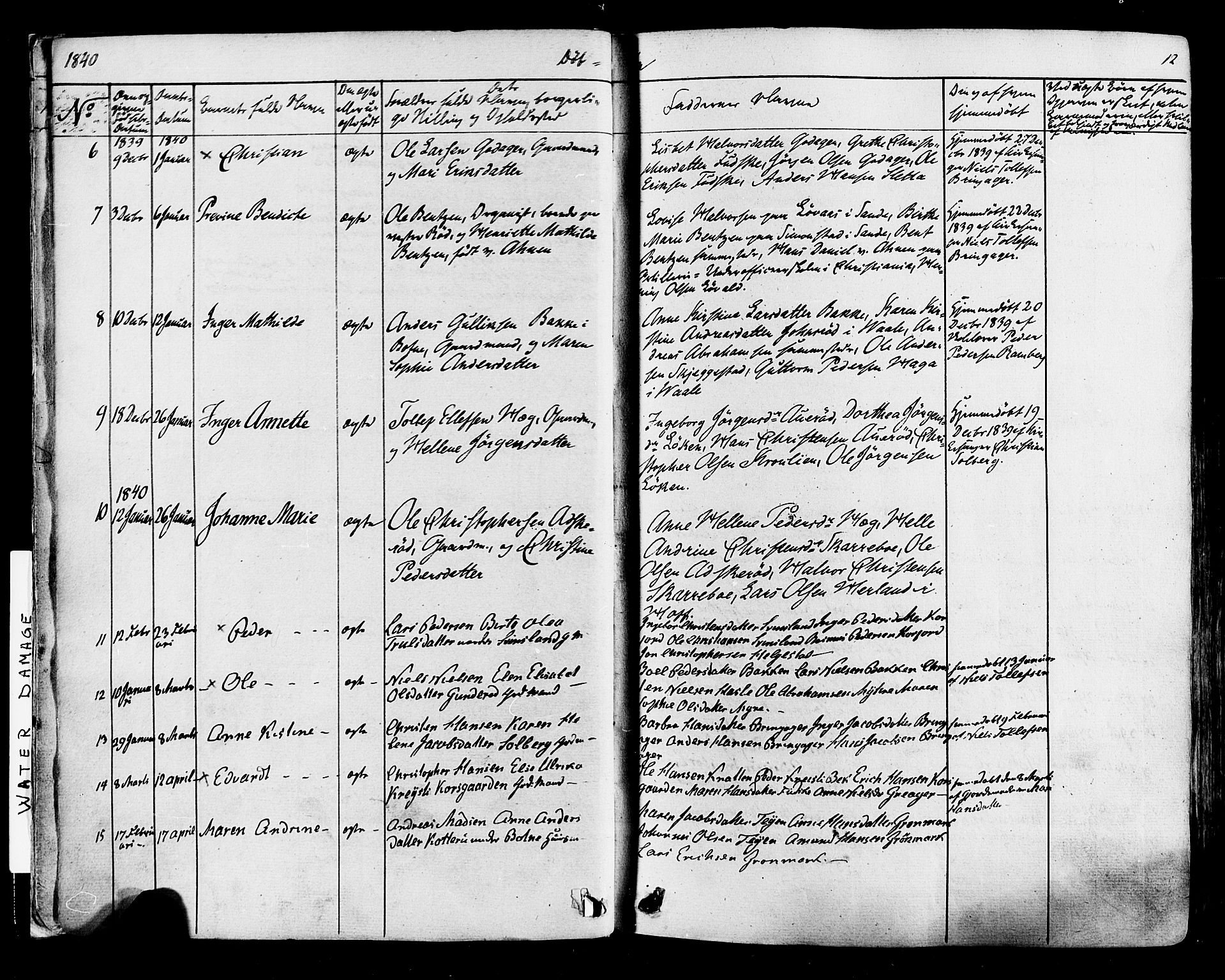 Botne kirkebøker, AV/SAKO-A-340/F/Fa/L0006: Ministerialbok nr. I 6, 1836-1877, s. 12