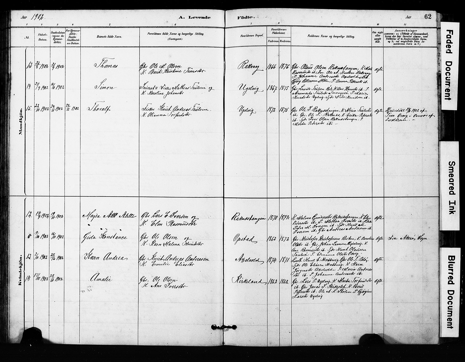 Ministerialprotokoller, klokkerbøker og fødselsregistre - Møre og Romsdal, AV/SAT-A-1454/563/L0737: Klokkerbok nr. 563C01, 1878-1916, s. 62