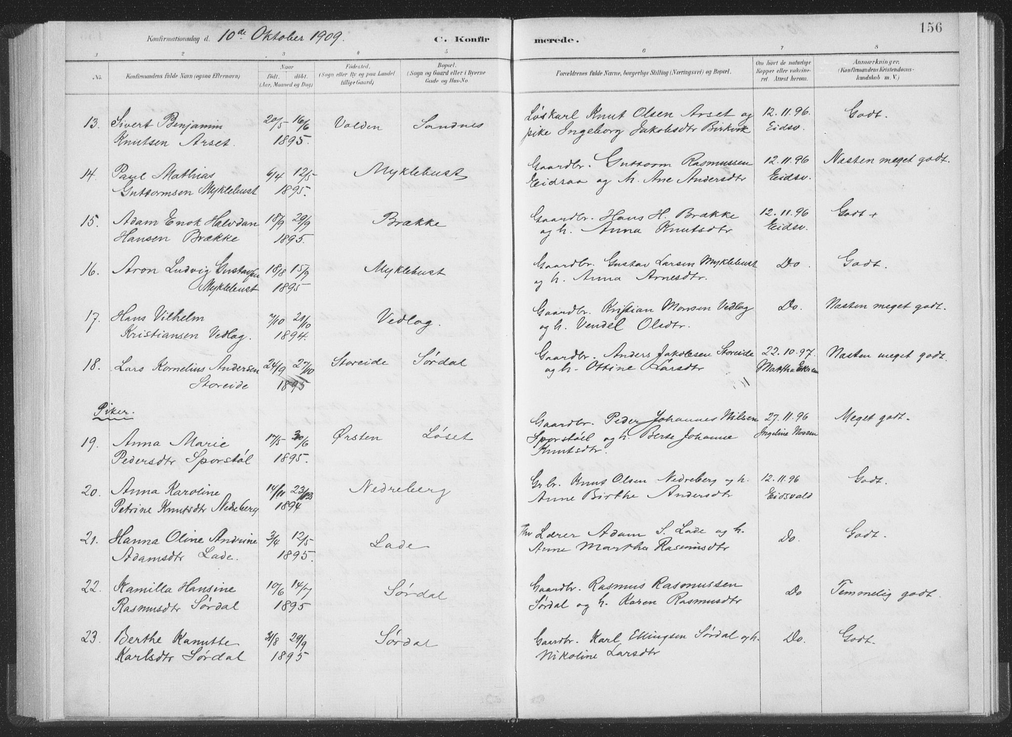 Ministerialprotokoller, klokkerbøker og fødselsregistre - Møre og Romsdal, AV/SAT-A-1454/502/L0025: Ministerialbok nr. 502A03, 1885-1909, s. 156