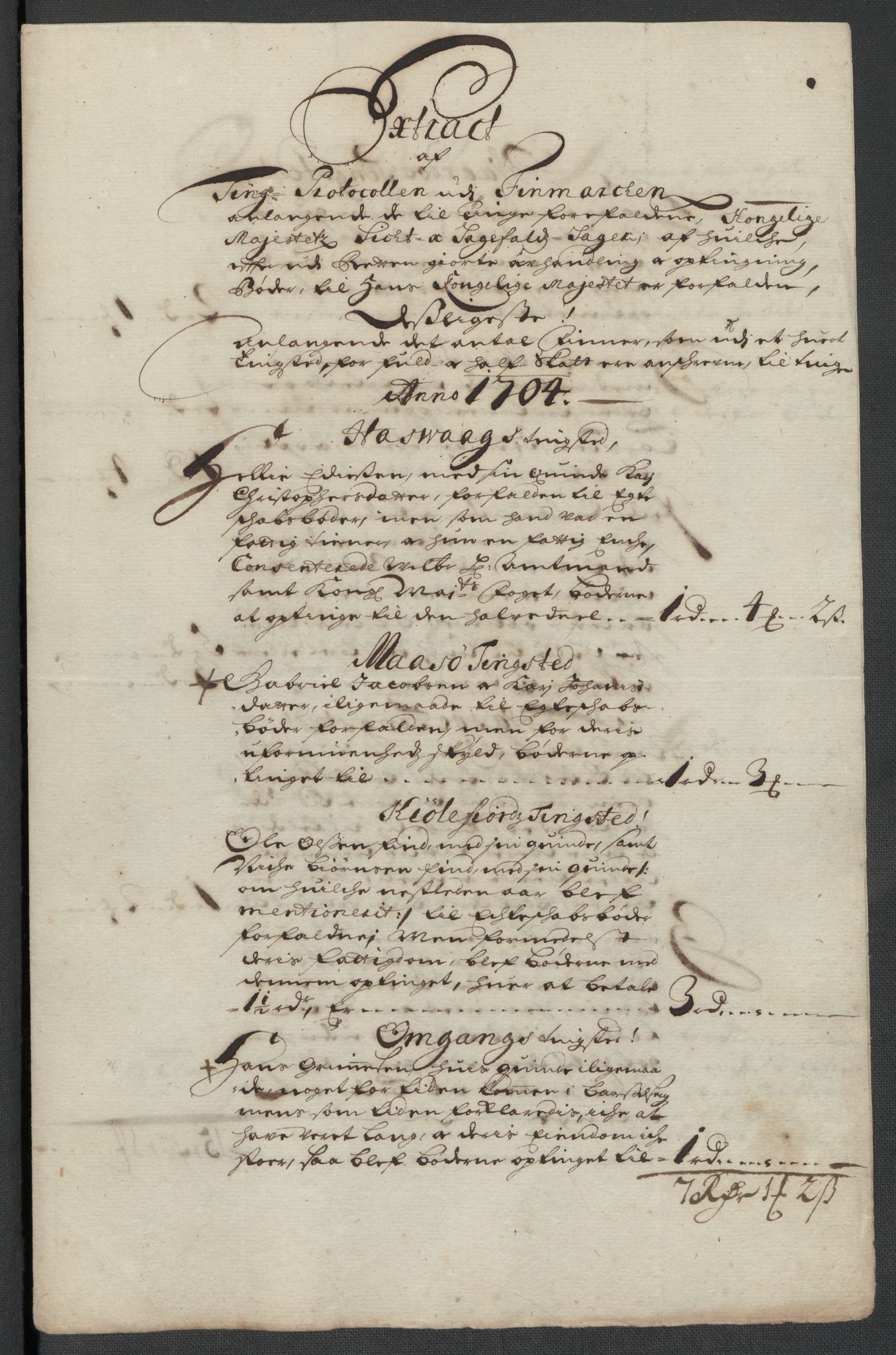Rentekammeret inntil 1814, Reviderte regnskaper, Fogderegnskap, RA/EA-4092/R69/L4852: Fogderegnskap Finnmark/Vardøhus, 1701-1704, s. 448