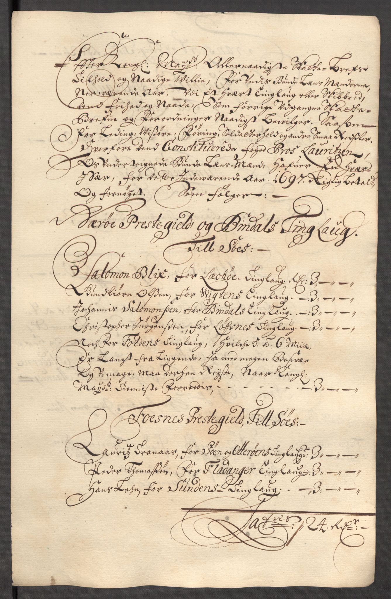 Rentekammeret inntil 1814, Reviderte regnskaper, Fogderegnskap, RA/EA-4092/R64/L4425: Fogderegnskap Namdal, 1696-1698, s. 254