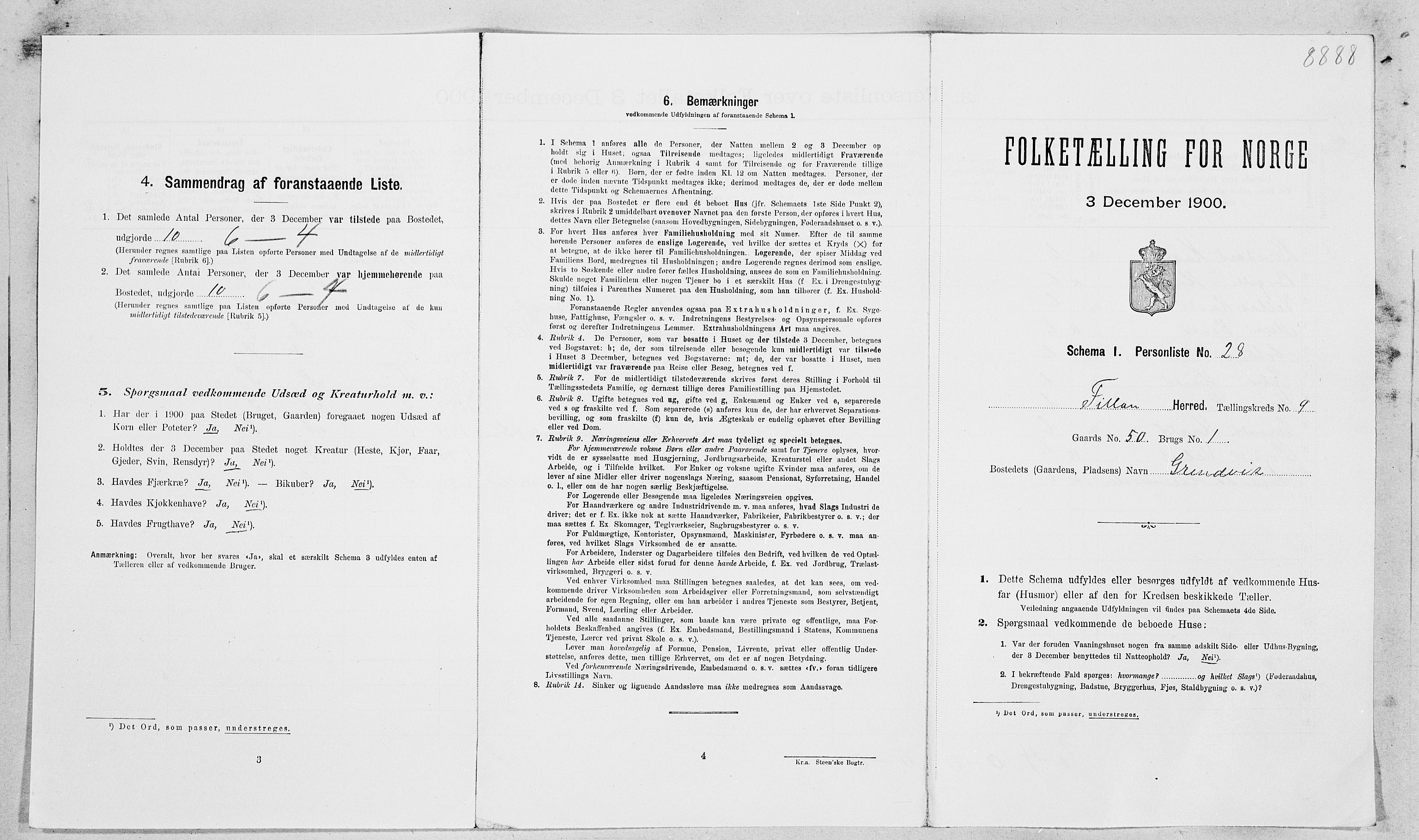SAT, Folketelling 1900 for 1616 Fillan herred, 1900, s. 587