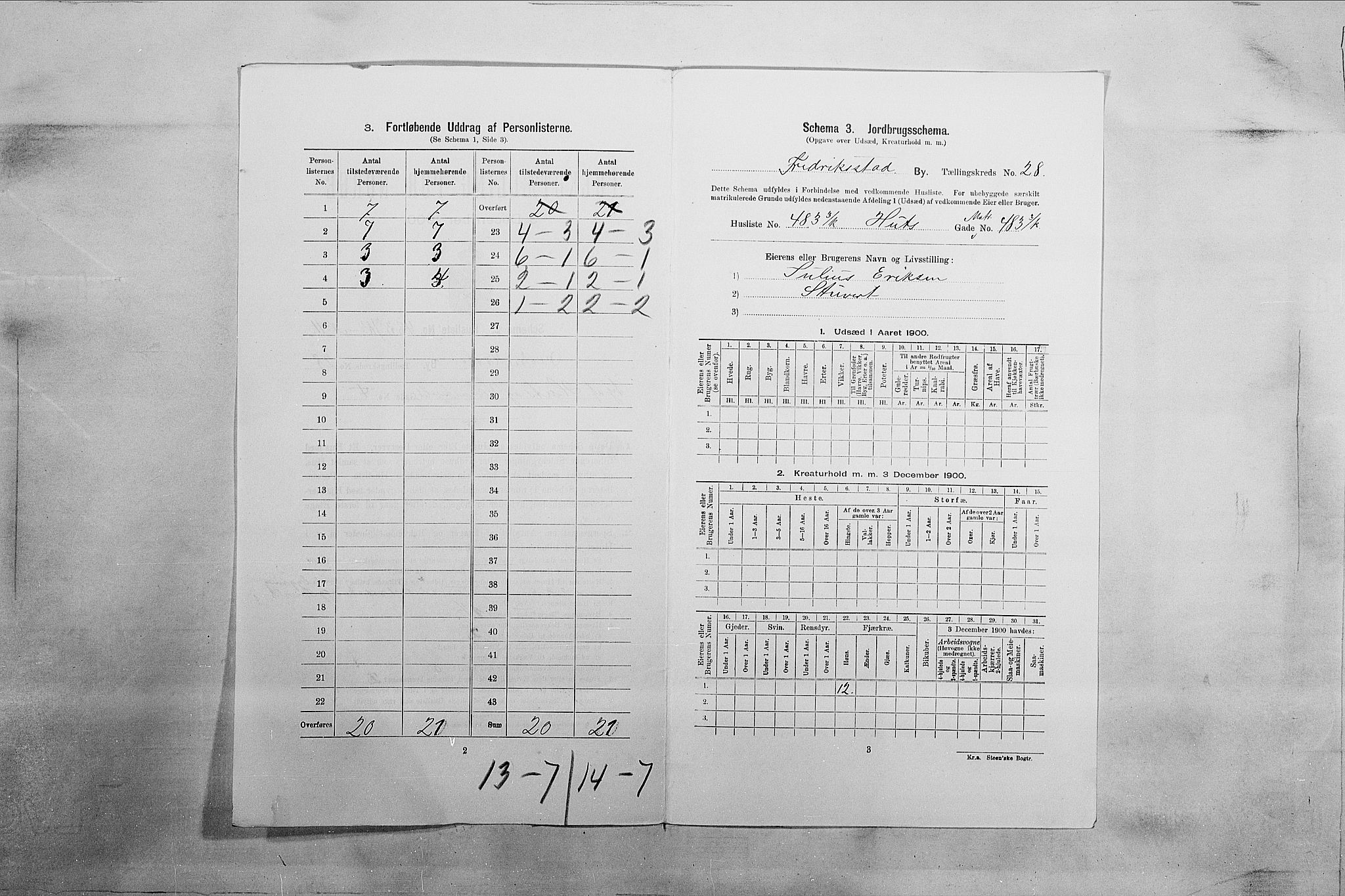 SAO, Folketelling 1900 for 0103 Fredrikstad kjøpstad, 1900