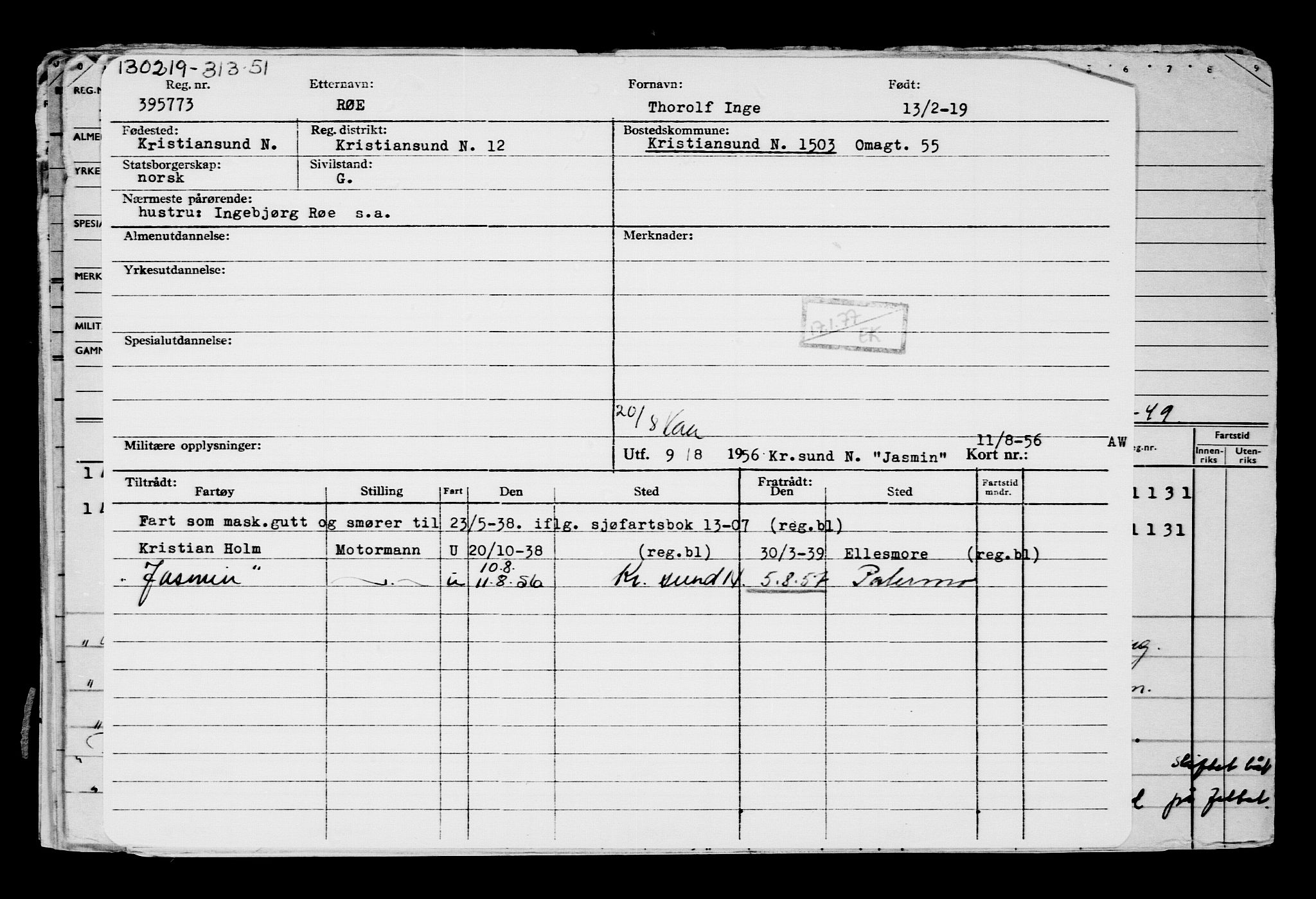 Direktoratet for sjømenn, AV/RA-S-3545/G/Gb/L0166: Hovedkort, 1919, s. 273