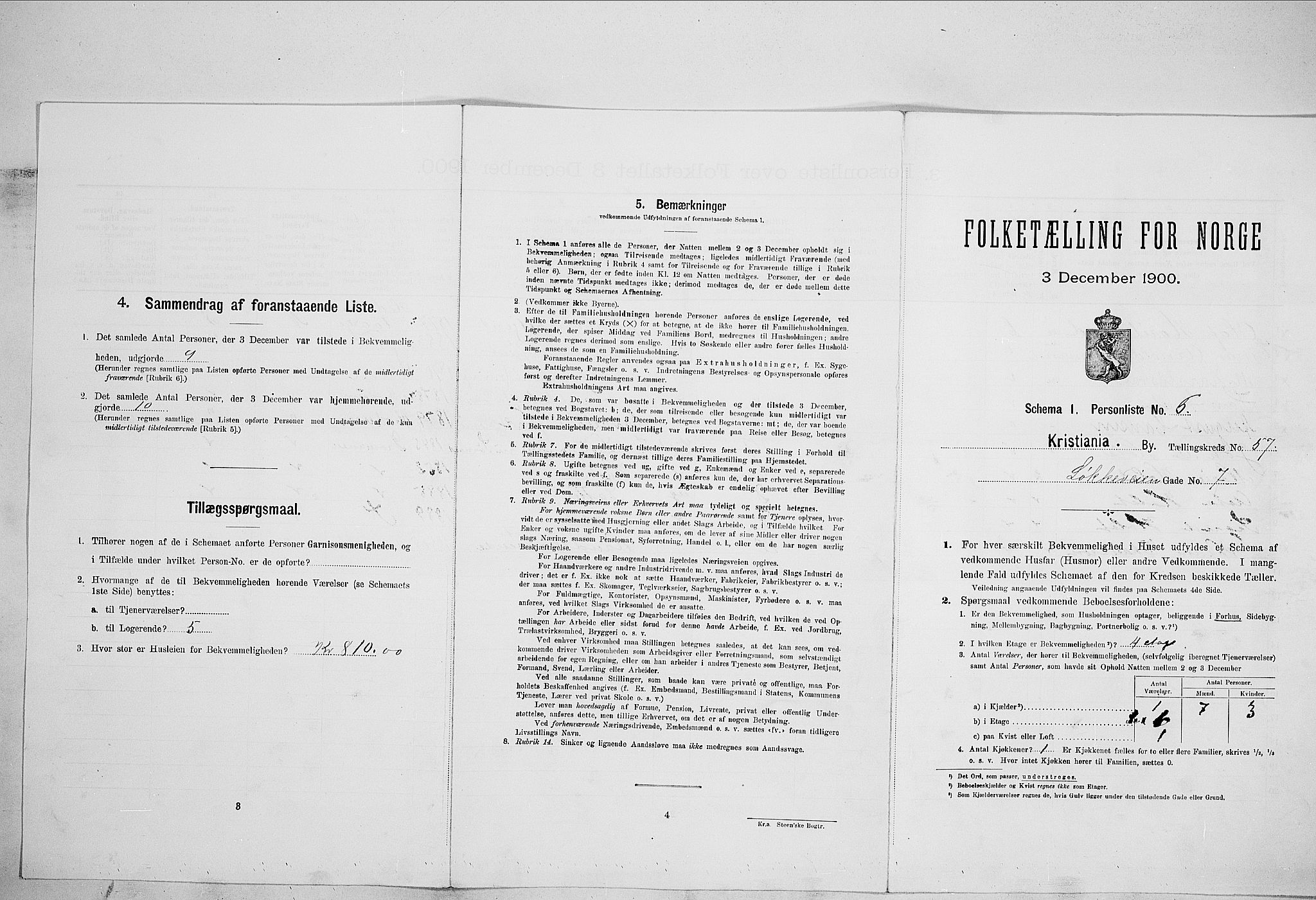 SAO, Folketelling 1900 for 0301 Kristiania kjøpstad, 1900, s. 53456