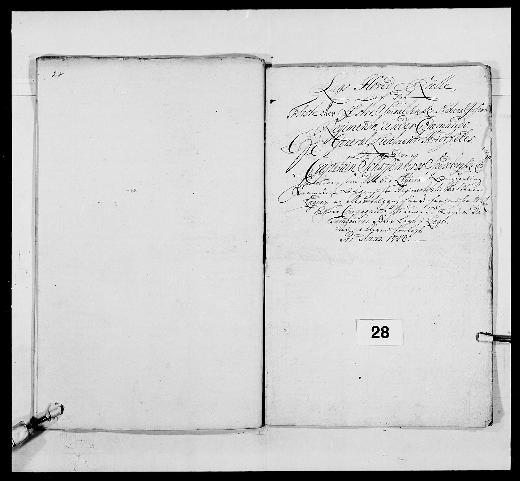 Kommanderende general (KG I) med Det norske krigsdirektorium, AV/RA-EA-5419/E/Ea/L0495: 1. Smålenske regiment, 1732-1763, s. 428