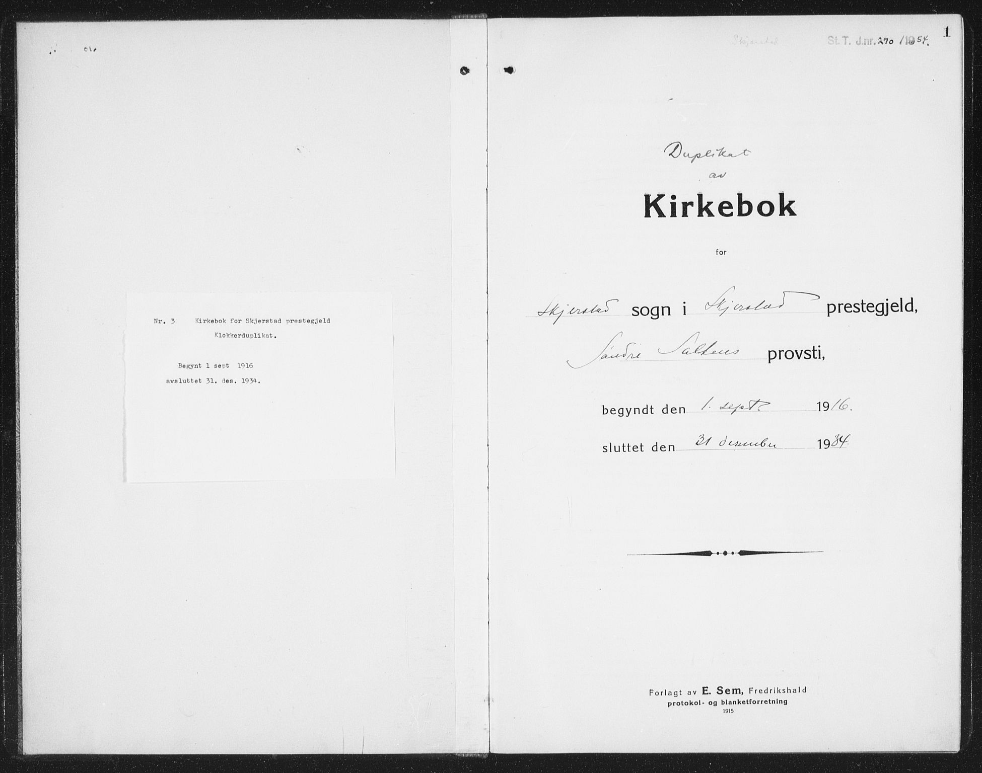 Ministerialprotokoller, klokkerbøker og fødselsregistre - Nordland, SAT/A-1459/852/L0757: Klokkerbok nr. 852C08, 1916-1934, s. 1