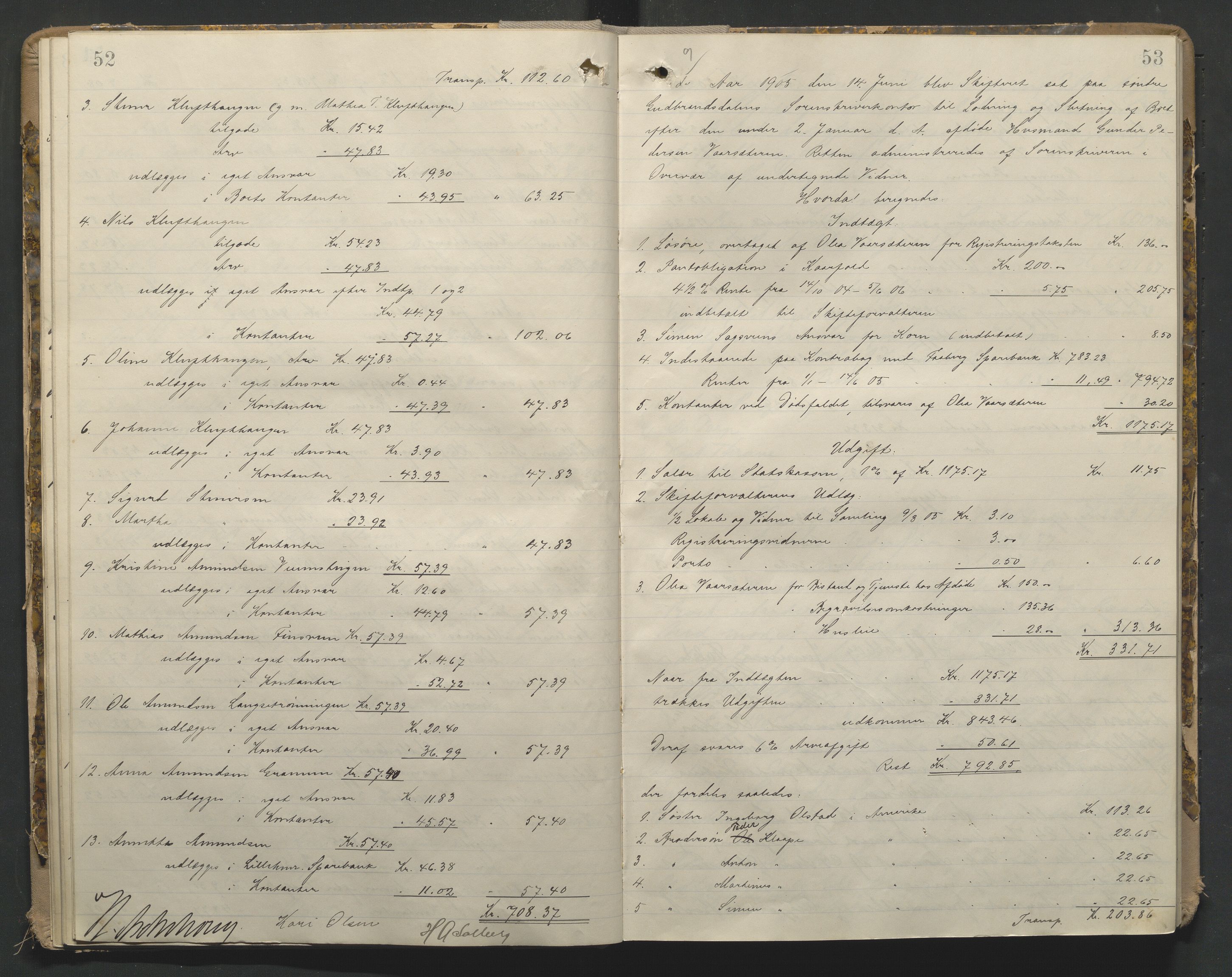 Sør-Gudbrandsdal tingrett, AV/SAH-TING-004/J/Ja/Jae/L0001: Skifteutlodningsprotokoll - landet, 1903-1912, s. 52-53