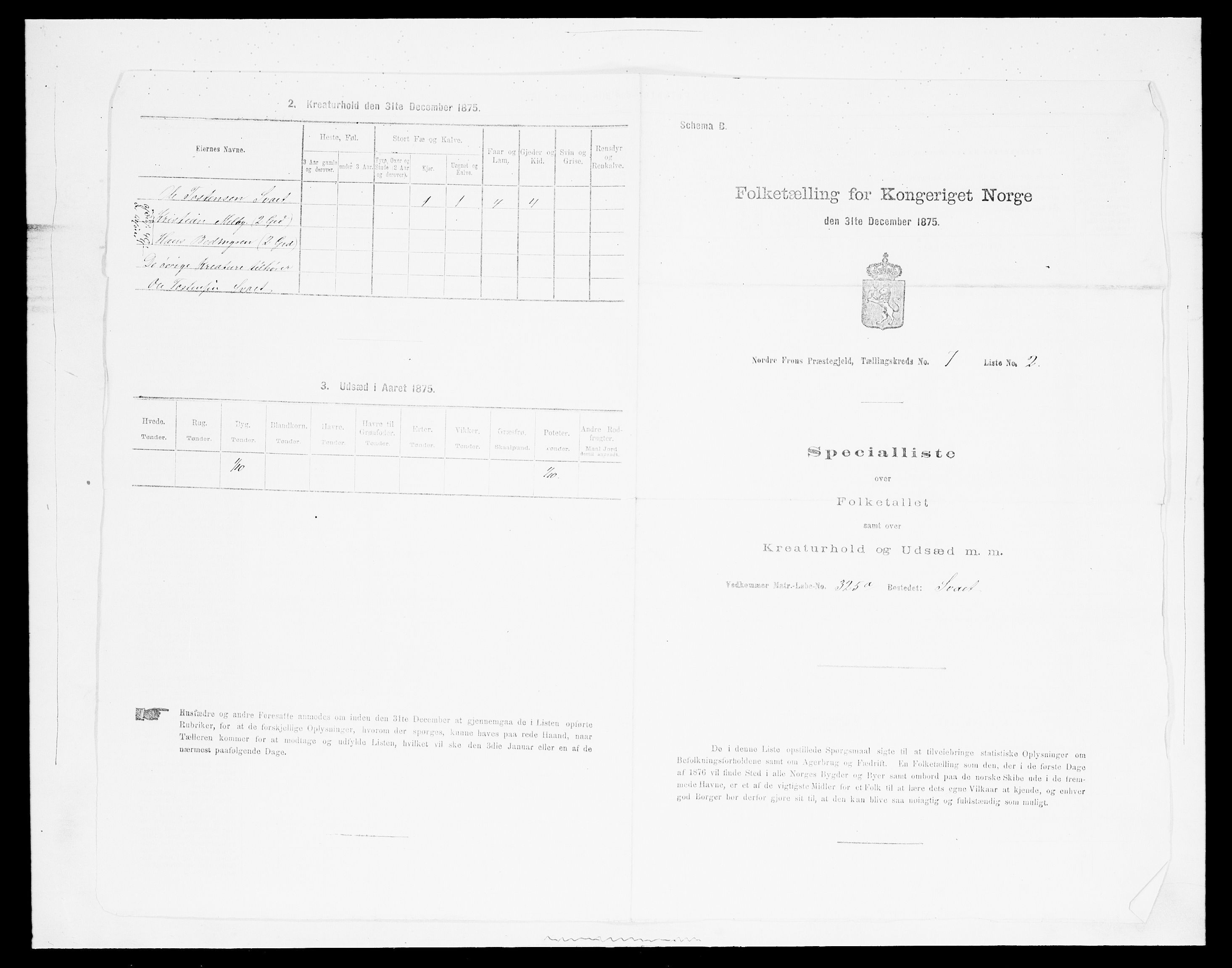 SAH, Folketelling 1875 for 0518P Nord-Fron prestegjeld, 1875, s. 1147