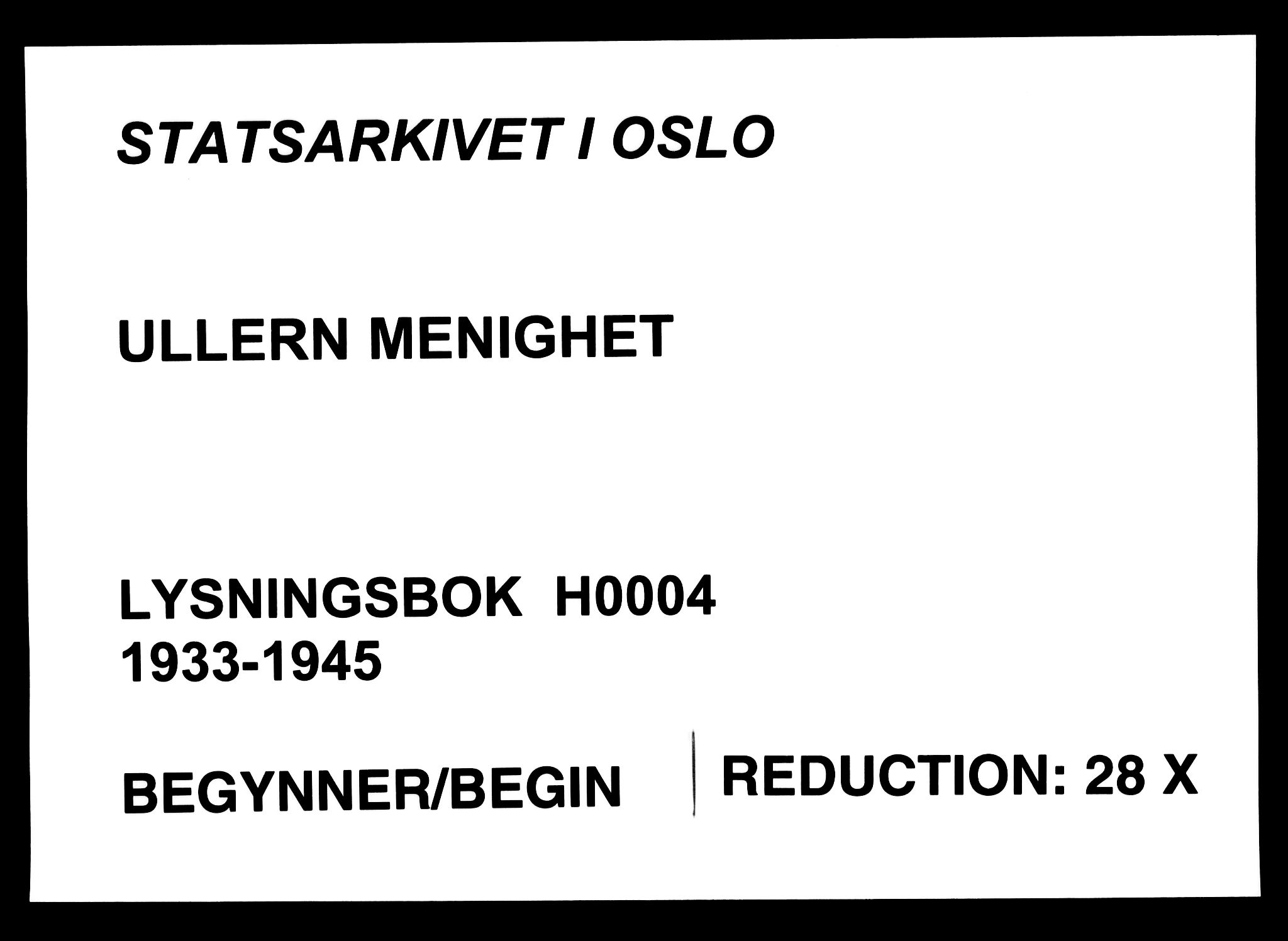 Ullern prestekontor Kirkebøker, AV/SAO-A-10740/H/L0004: Lysningsprotokoll nr. 4, 1933-1945