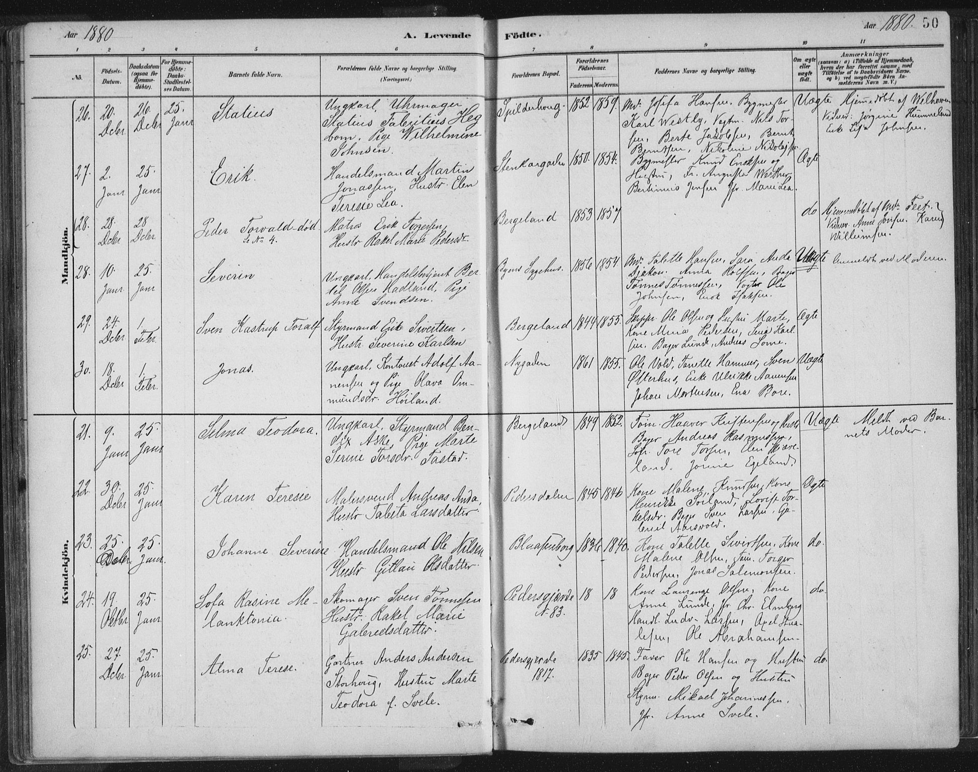 St. Petri sokneprestkontor, AV/SAST-A-101813/001/30/30BB/L0004: Klokkerbok nr. B 4, 1878-1890, s. 50