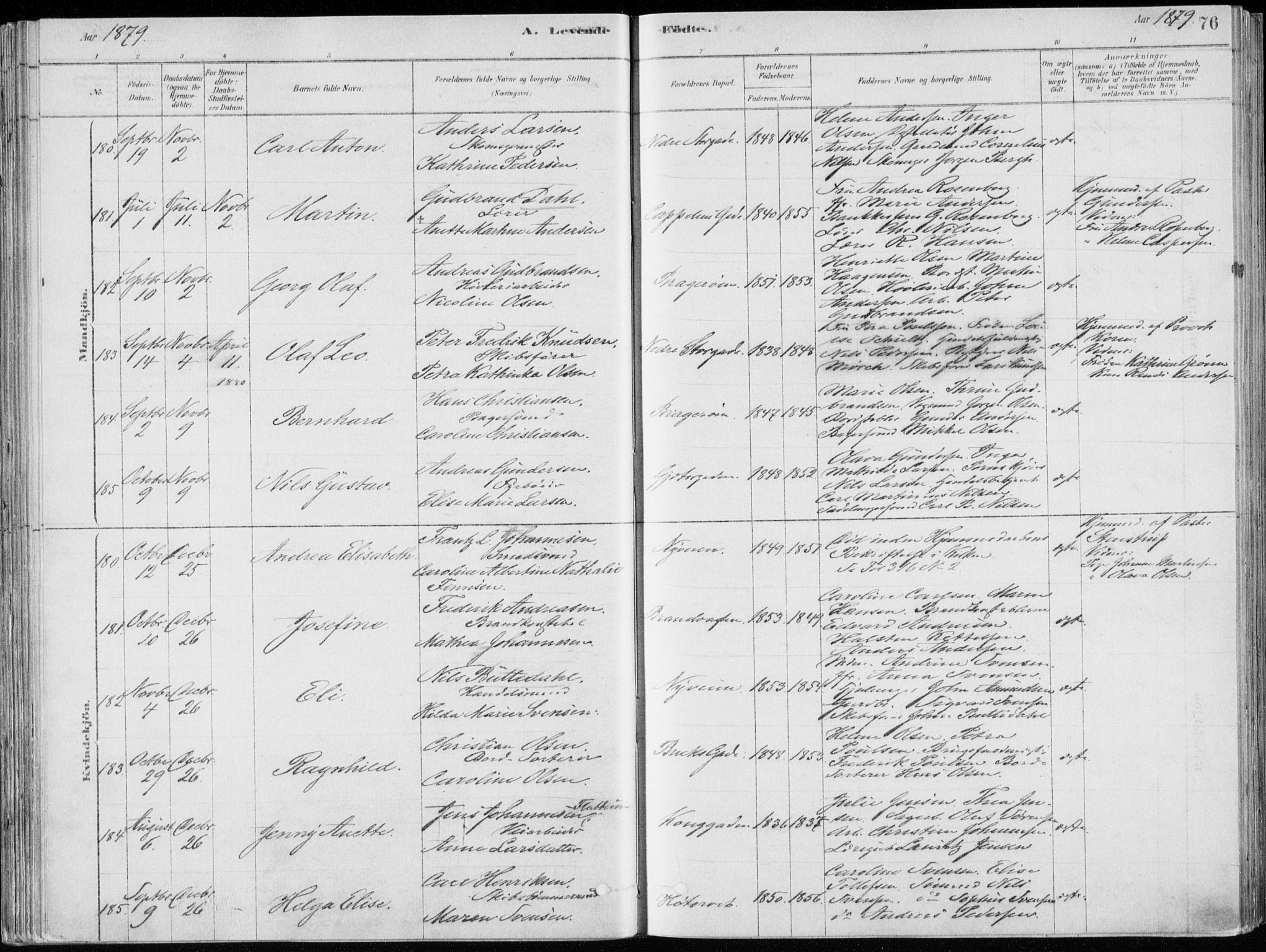 Bragernes kirkebøker, AV/SAKO-A-6/F/Fb/L0006a: Ministerialbok nr. II 6A, 1878-1885, s. 76