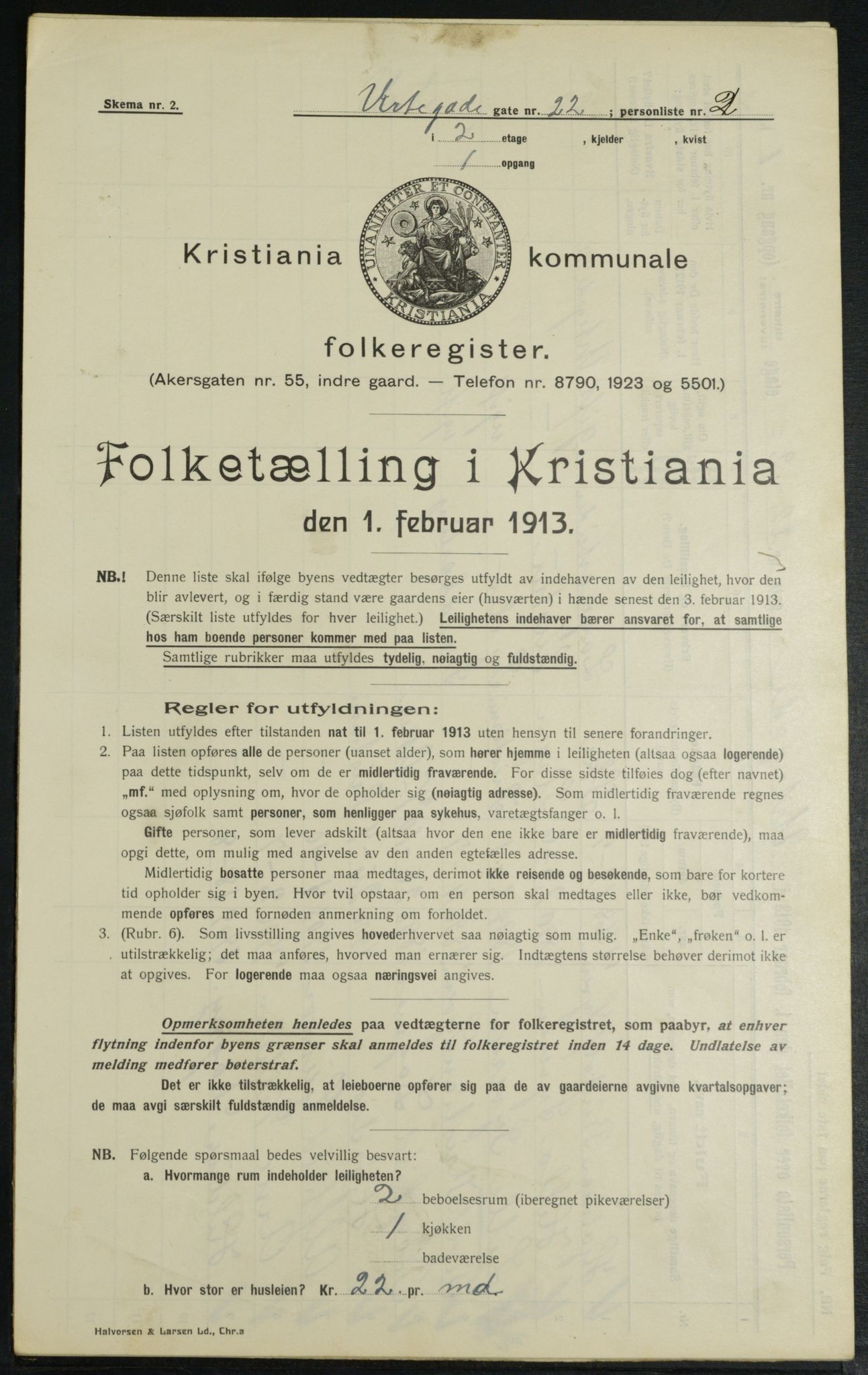 OBA, Kommunal folketelling 1.2.1913 for Kristiania, 1913, s. 120851