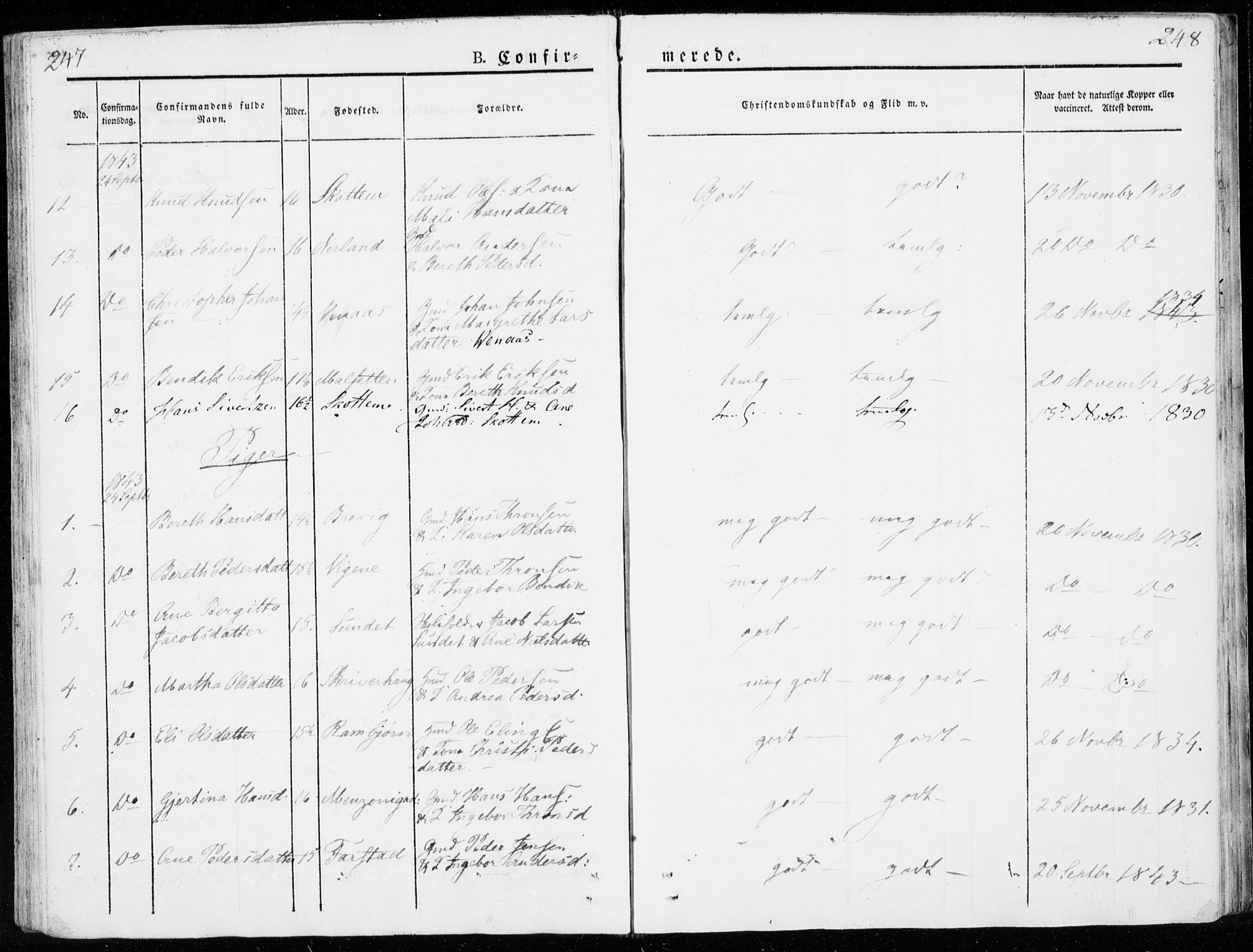 Ministerialprotokoller, klokkerbøker og fødselsregistre - Møre og Romsdal, AV/SAT-A-1454/566/L0766: Ministerialbok nr. 566A05, 1842-1851, s. 247-248