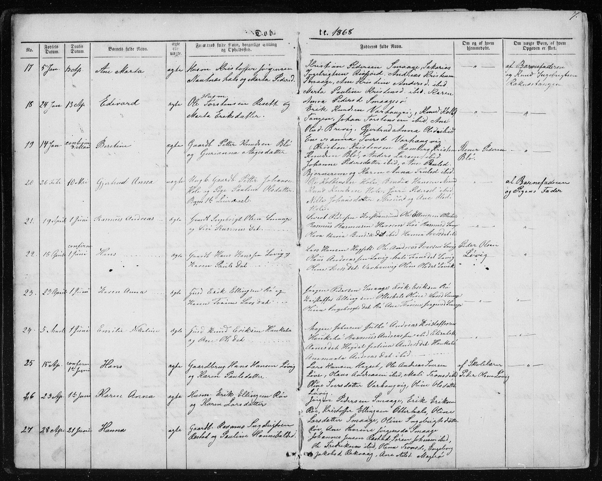 Ministerialprotokoller, klokkerbøker og fødselsregistre - Møre og Romsdal, AV/SAT-A-1454/560/L0724: Klokkerbok nr. 560C01, 1867-1892, s. 7