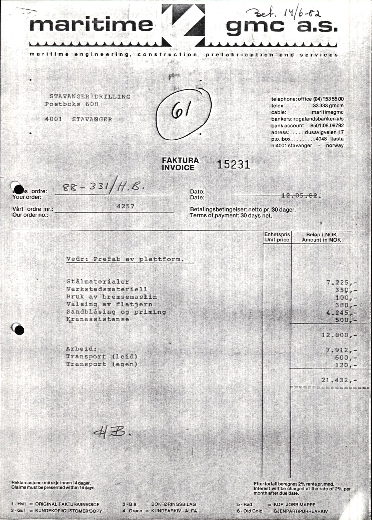 Pa 1503 - Stavanger Drilling AS, AV/SAST-A-101906/2/E/Ec/Eca/L0010: Forsikring, 1976-1983
