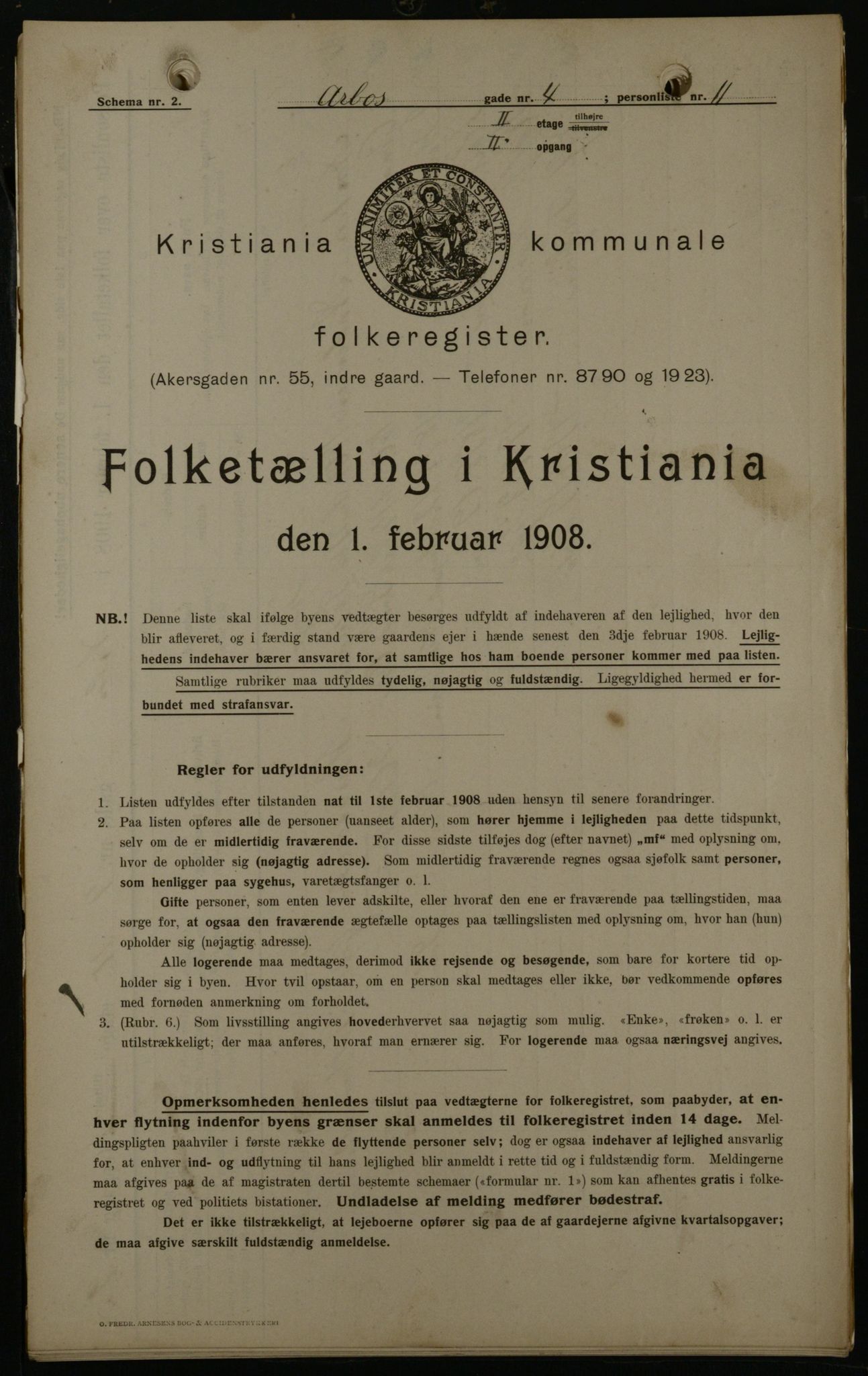 OBA, Kommunal folketelling 1.2.1908 for Kristiania kjøpstad, 1908, s. 2061