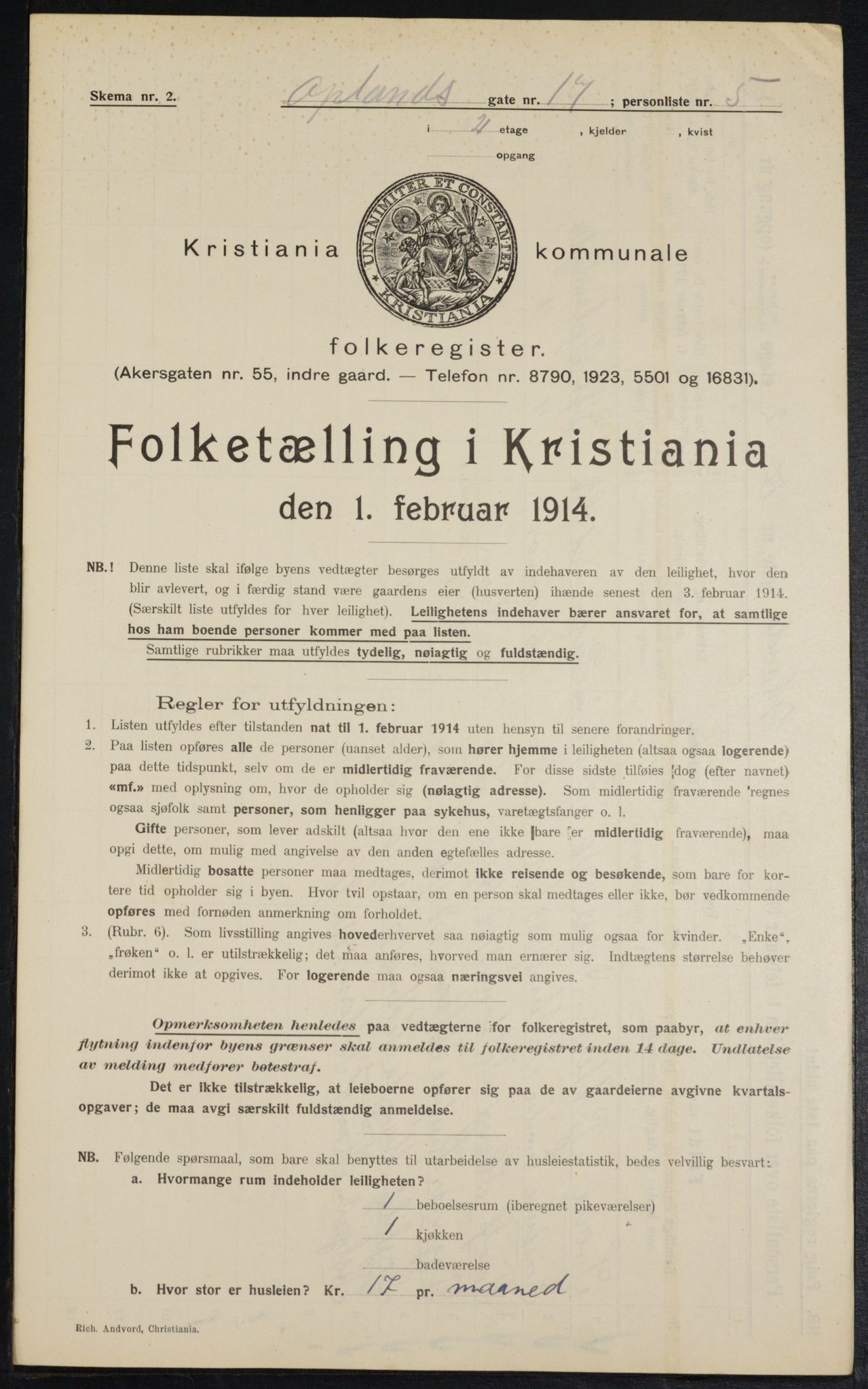 OBA, Kommunal folketelling 1.2.1914 for Kristiania, 1914, s. 75944