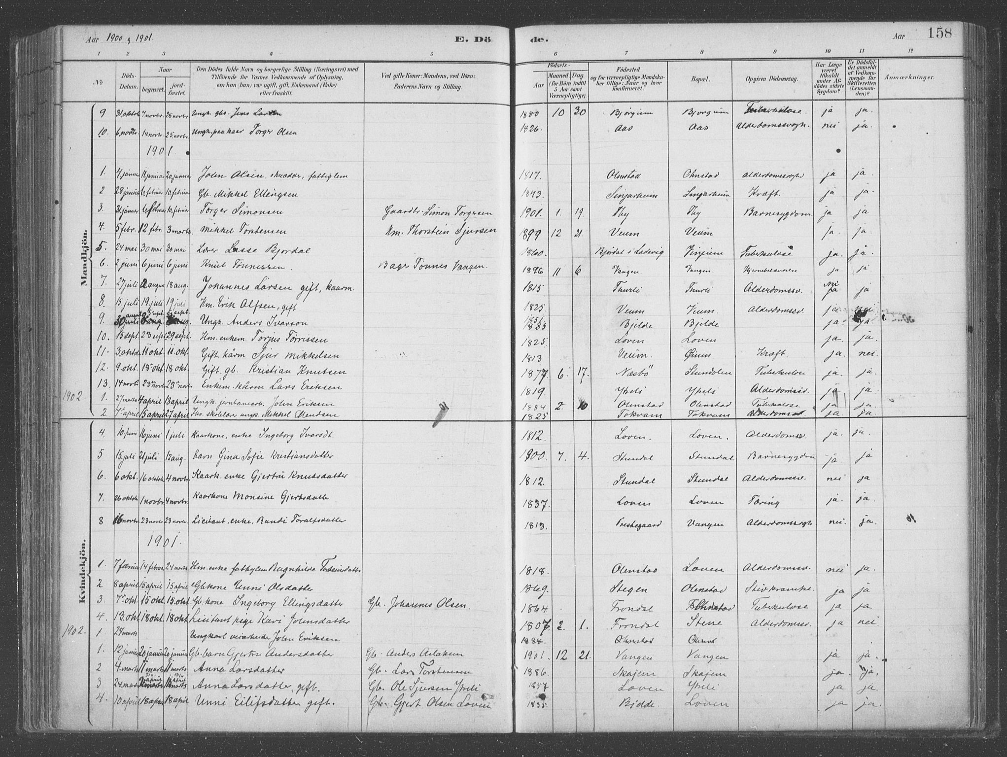 Aurland sokneprestembete, AV/SAB-A-99937/H/Ha/Hab/L0001: Ministerialbok nr. B  1, 1880-1909, s. 158